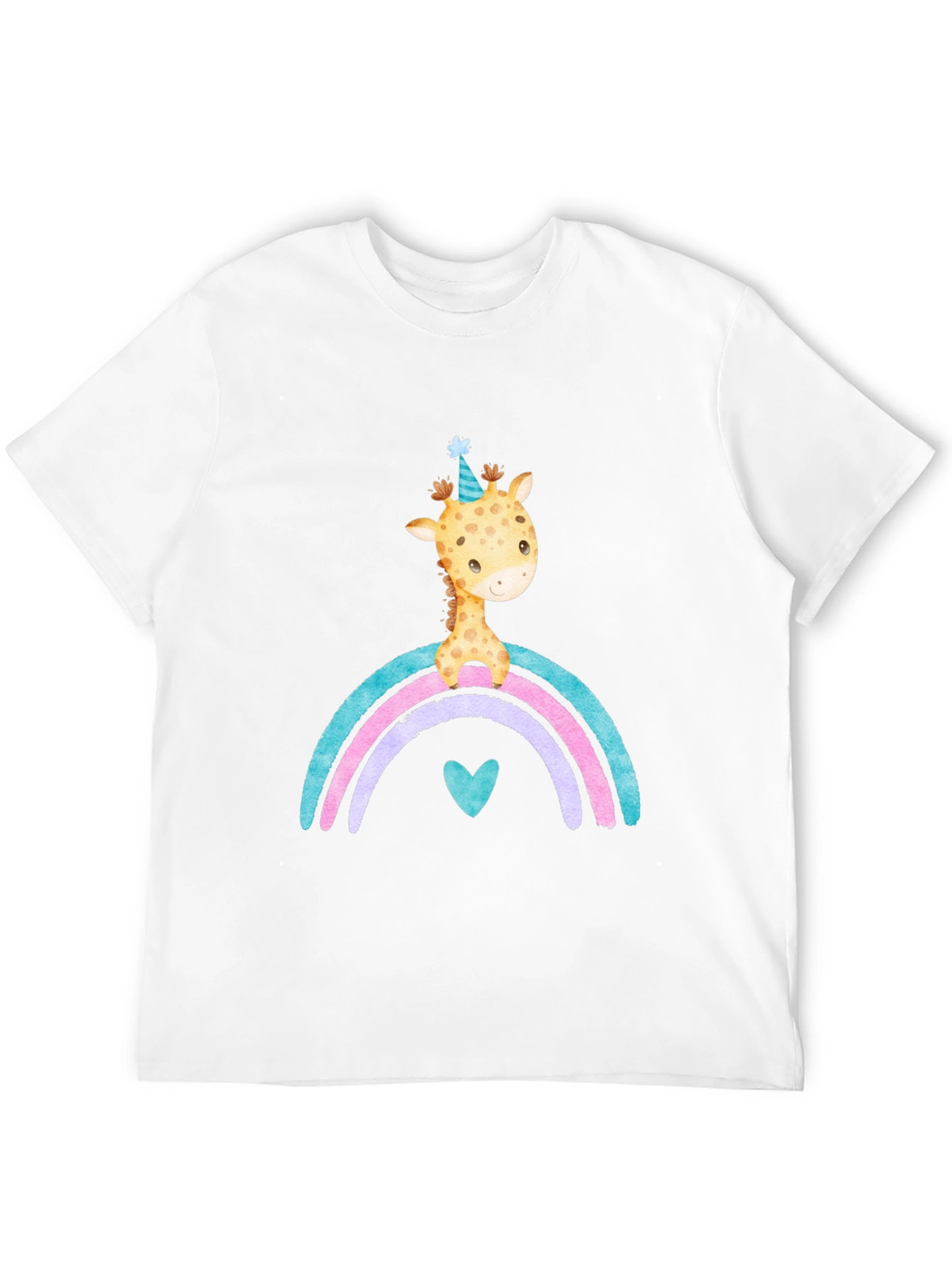 Black Giraffe Rainbow T-Shirt Cute Cartoon Graphic Tee view 12