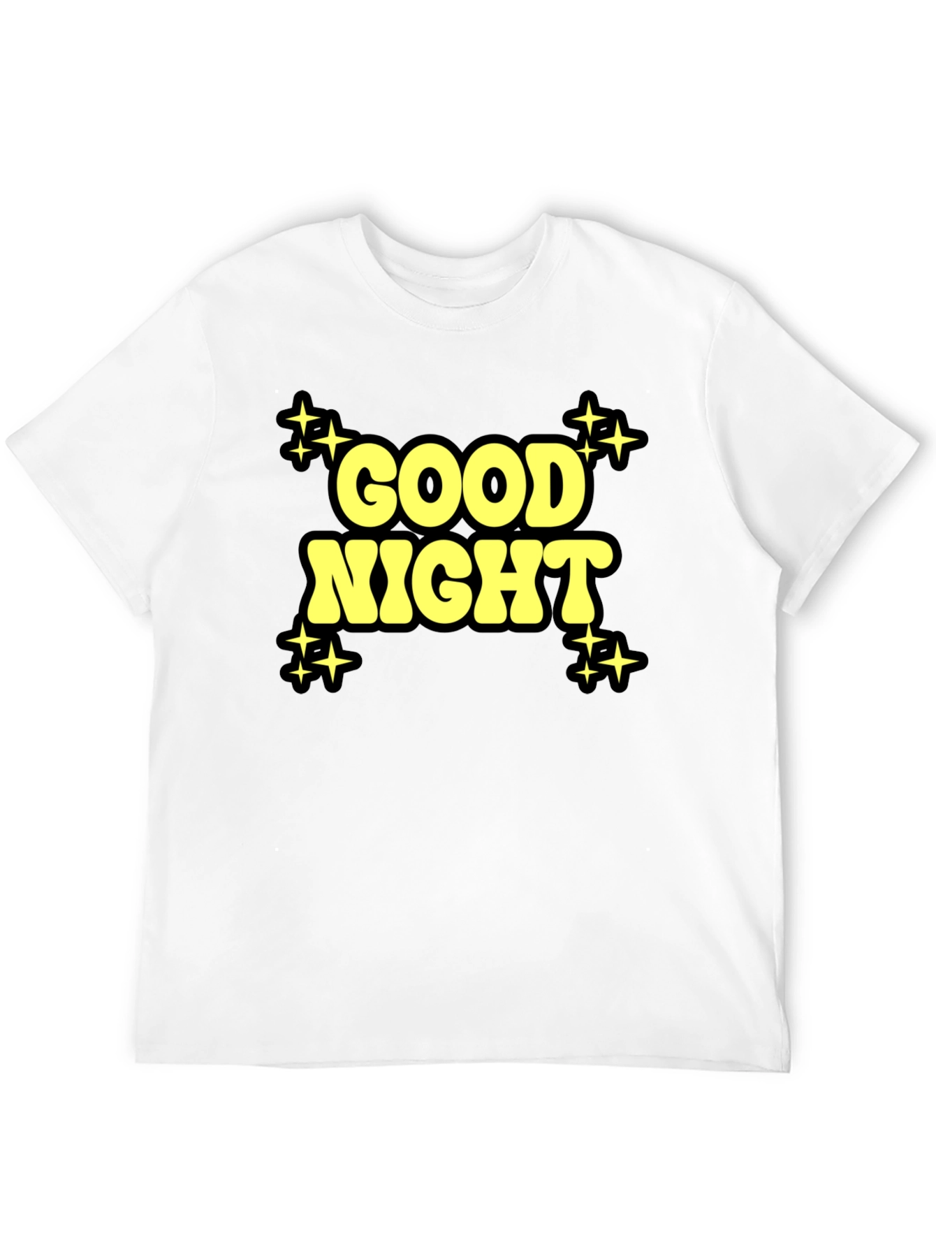 Black Good Night Graphic Print Black T-Shirt view 12