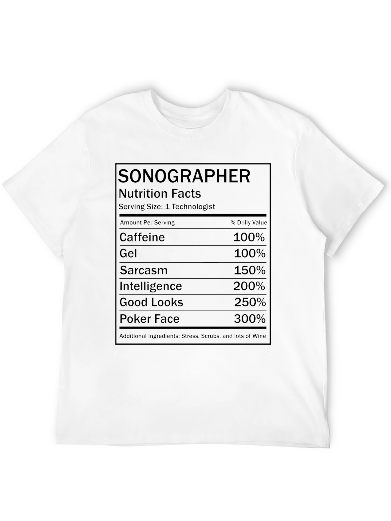 Black Sonographer Nutrition Facts T-Shirt view 12