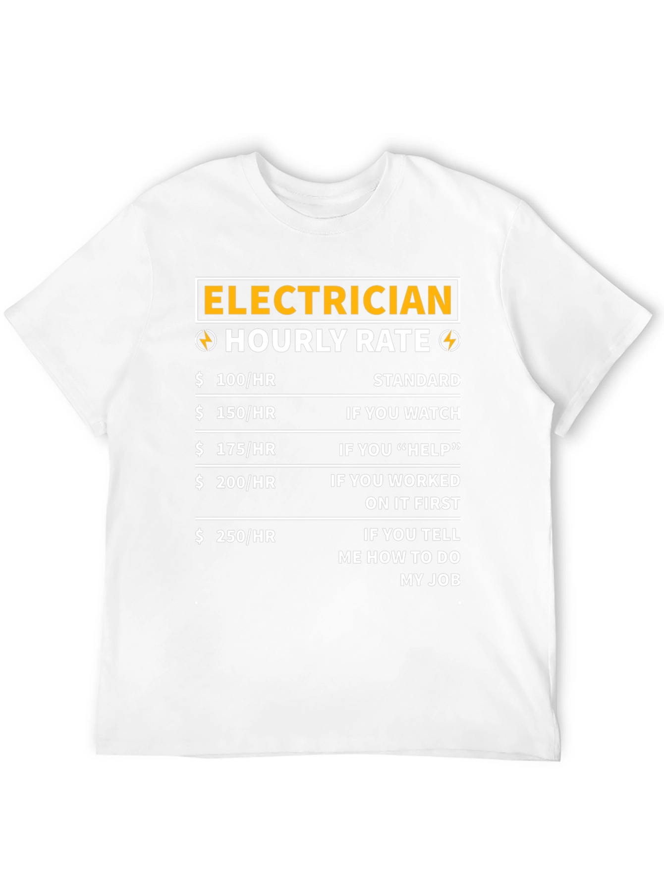 Black Electrician Hourly Rate T-Shirt - Funny Job Tee view 12