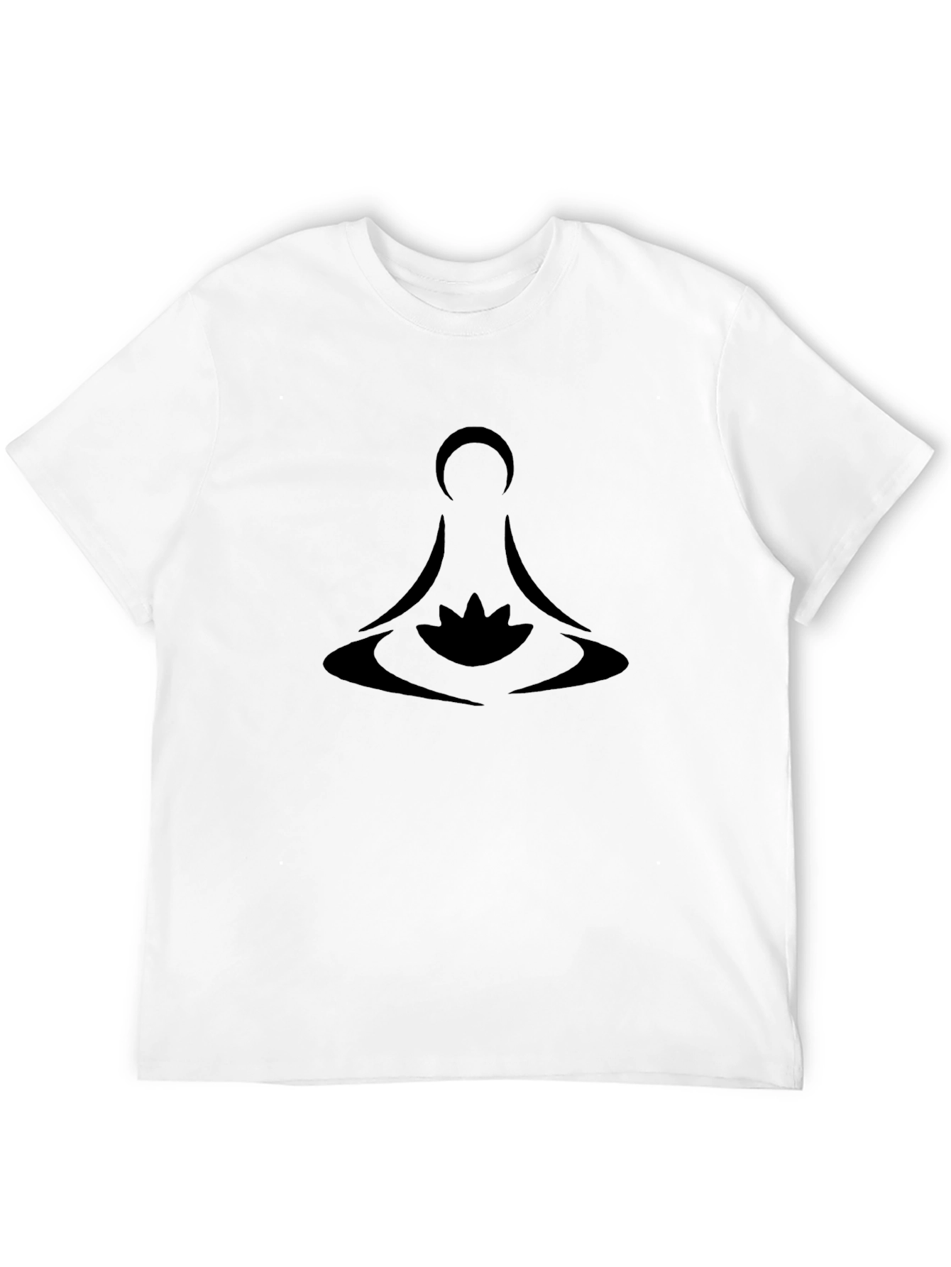 Black Meditative Lotus Design Black T-Shirt view 12