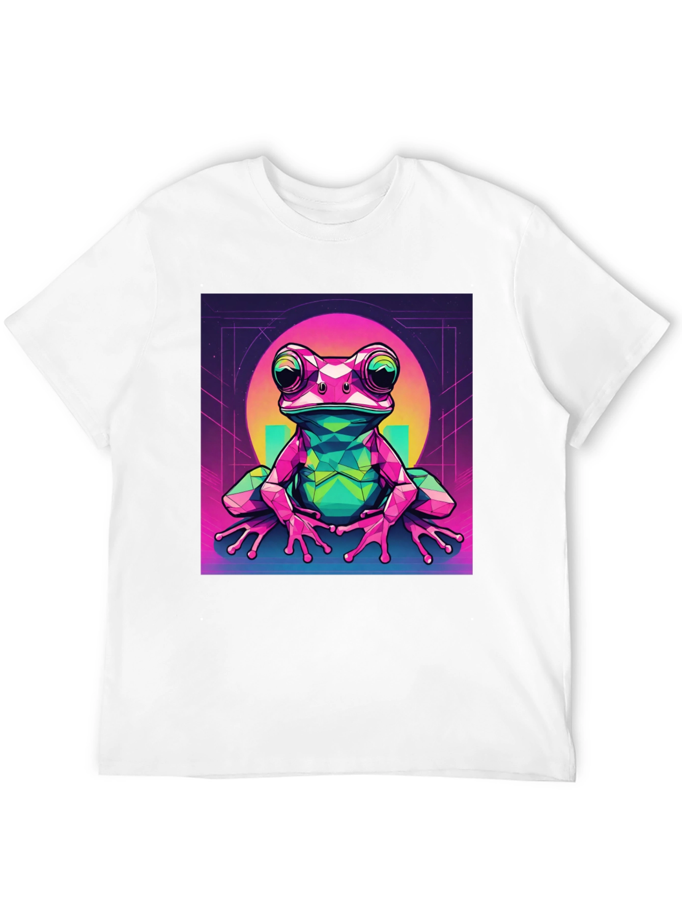 Black Geometric Frog Graphic Tee - Cool Polygon Design view 12