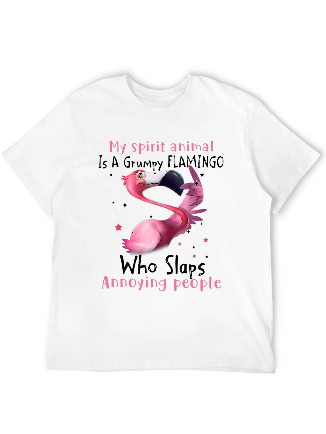 Black Grumpy Flamingo T-Shirt - Slaps Annoying People view 12