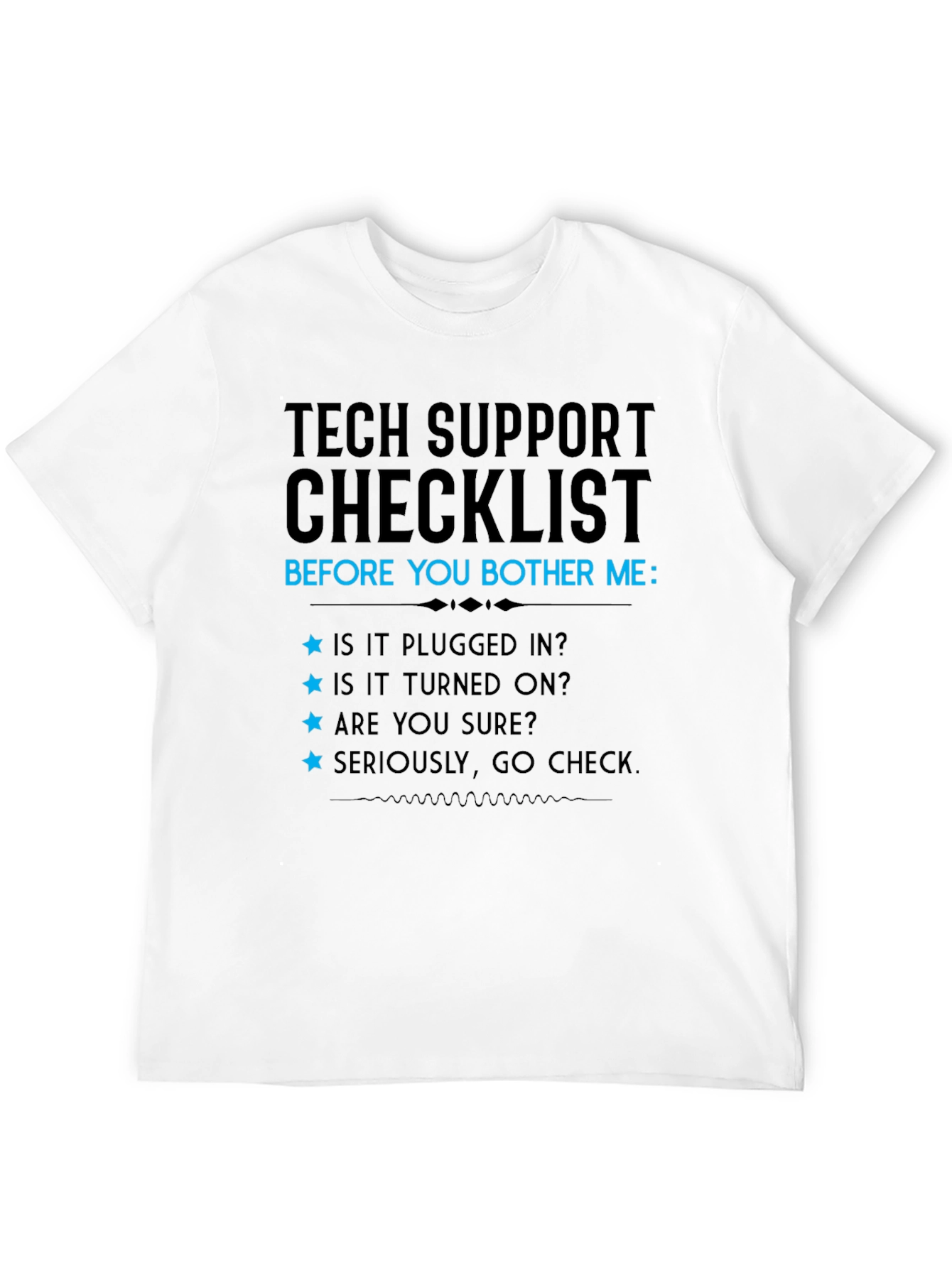 Black Tech Support Checklist T-Shirt view 12