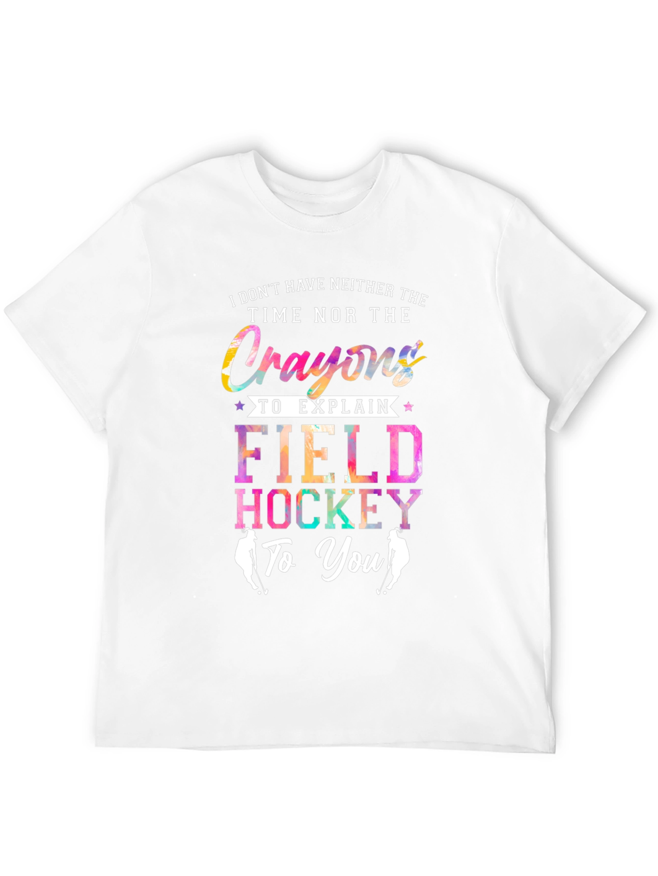 Black Funny Field Hockey T-Shirt - No Crayons Needed view 12