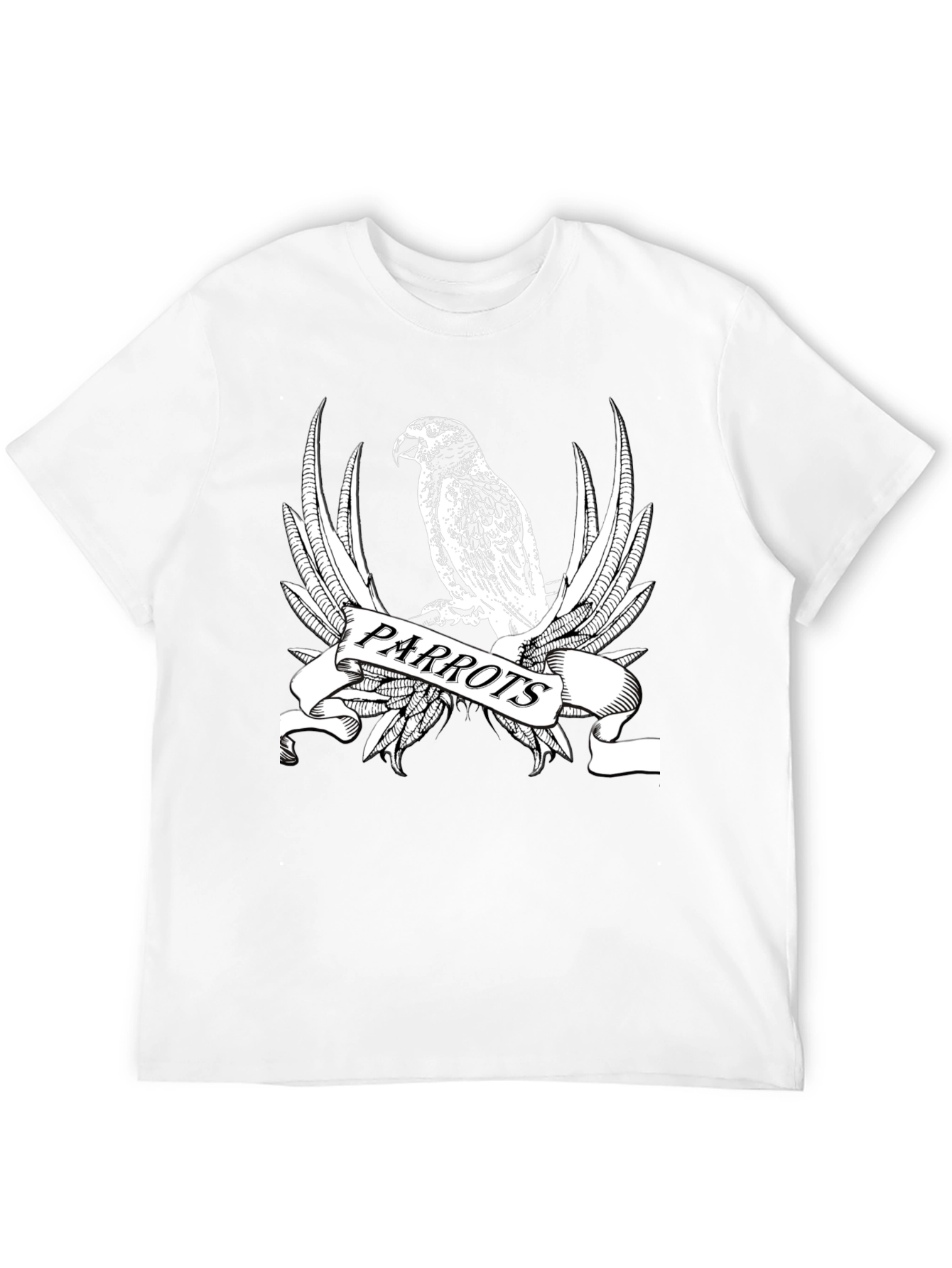 Black Parrot Graphic Print Crew Neck T-Shirt view 12