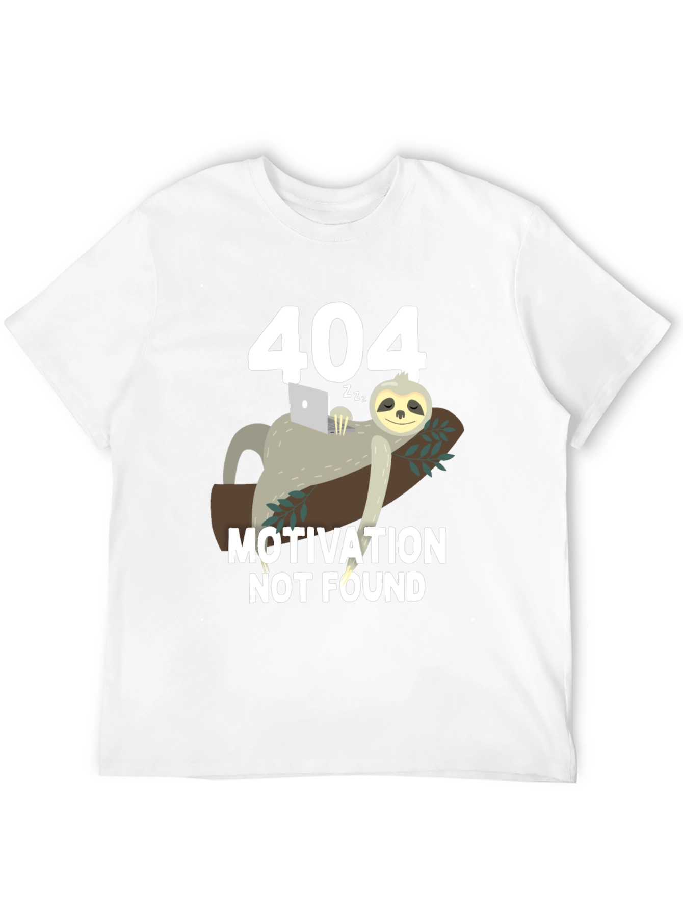 Black 404 Motivation Not Found Sloth Graphic T-Shirt view 12