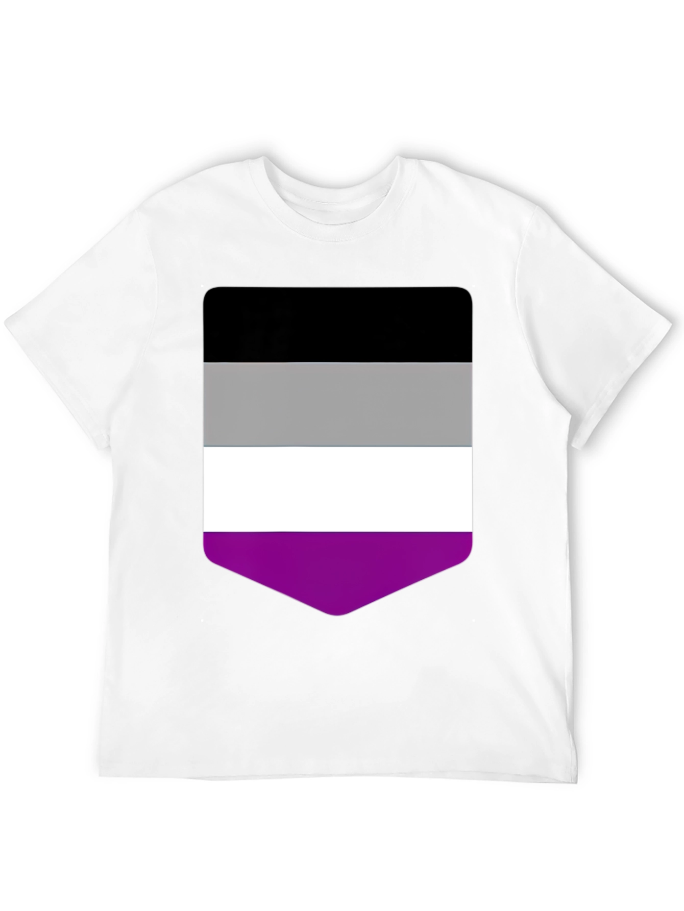 Black Asexual Pride Flag T-Shirt - Black Crew Neck Tee view 12