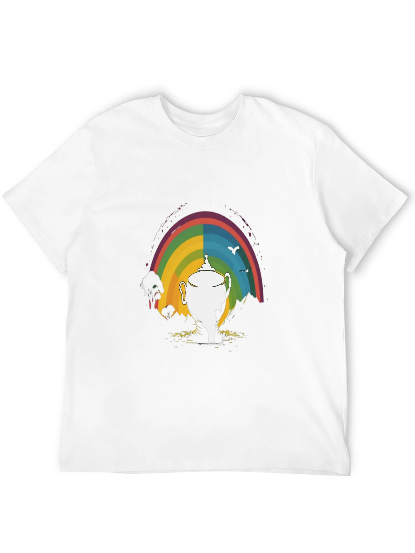 Black Rainbow Trophy Graphic Tee - Unisex Black T-Shirt view 12