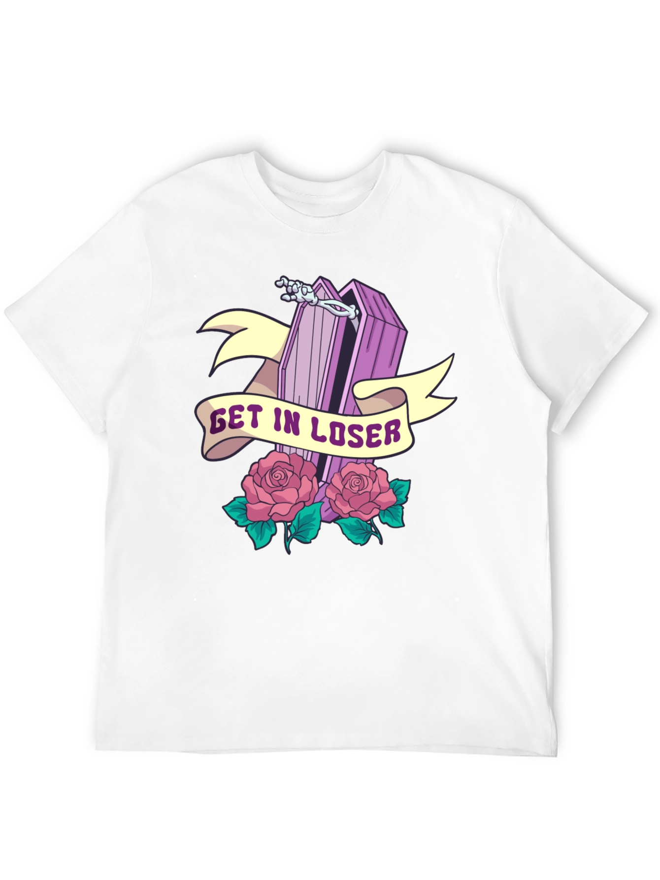 Black Get In Loser Coffin Graphic T-Shirt view 12