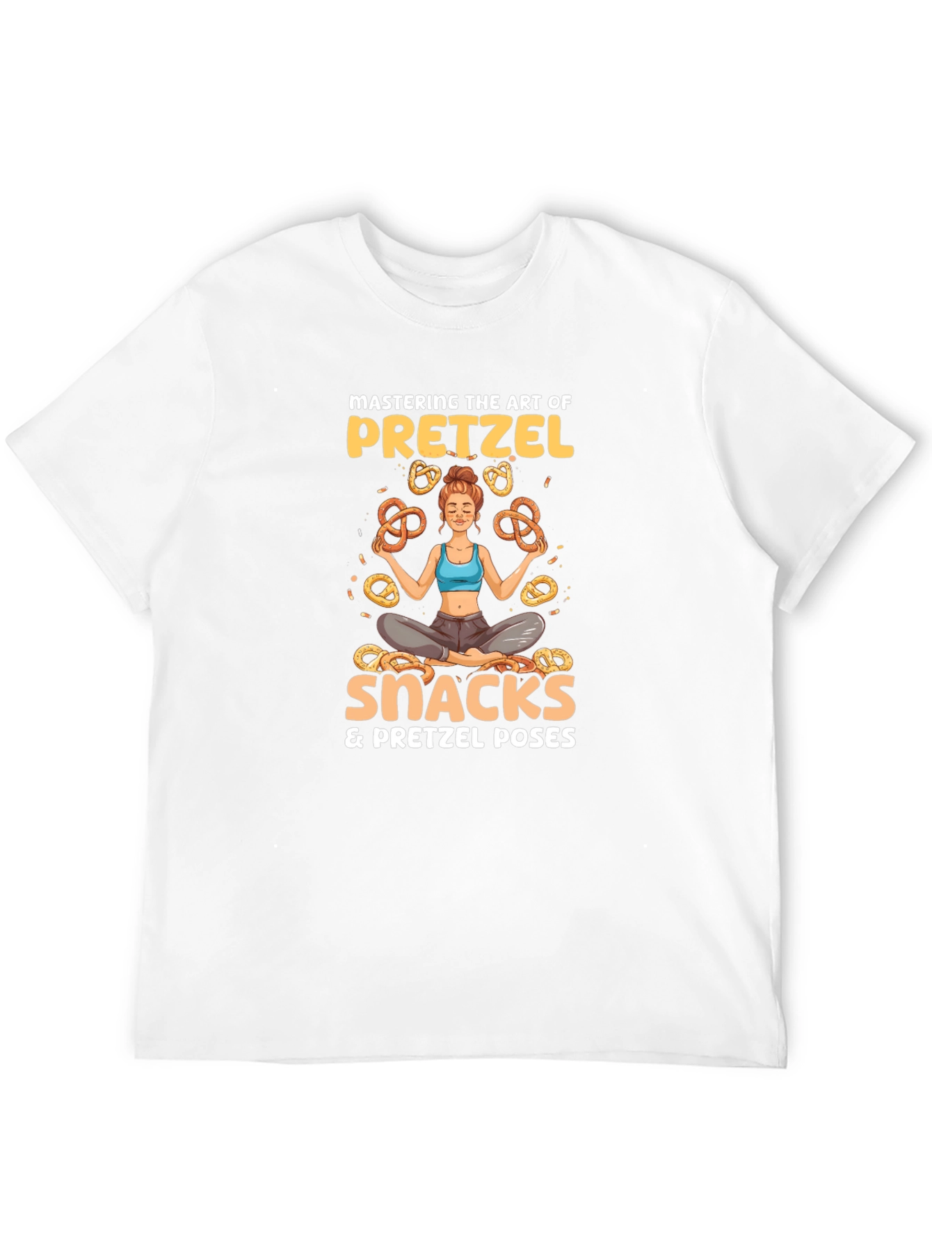 Black Pretzel Lover T-Shirt - Snacks & Yoga Poses view 12
