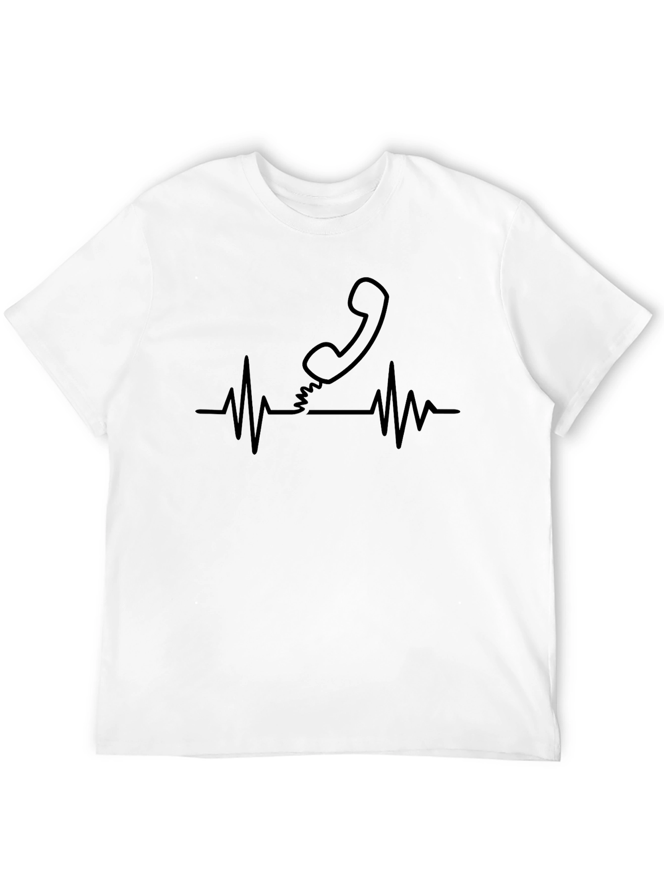 Black Heartbeat Phone Black T-Shirt view 12