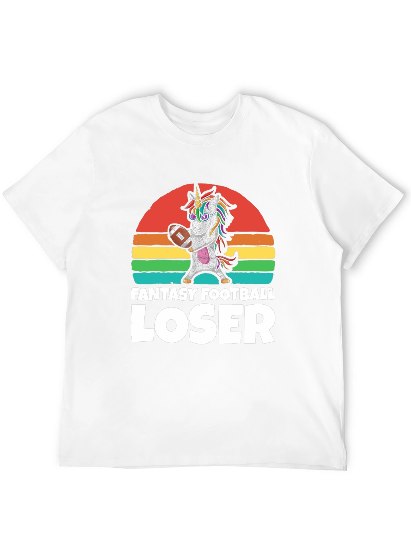 Black Fantasy Football Loser Unicorn T-Shirt view 12
