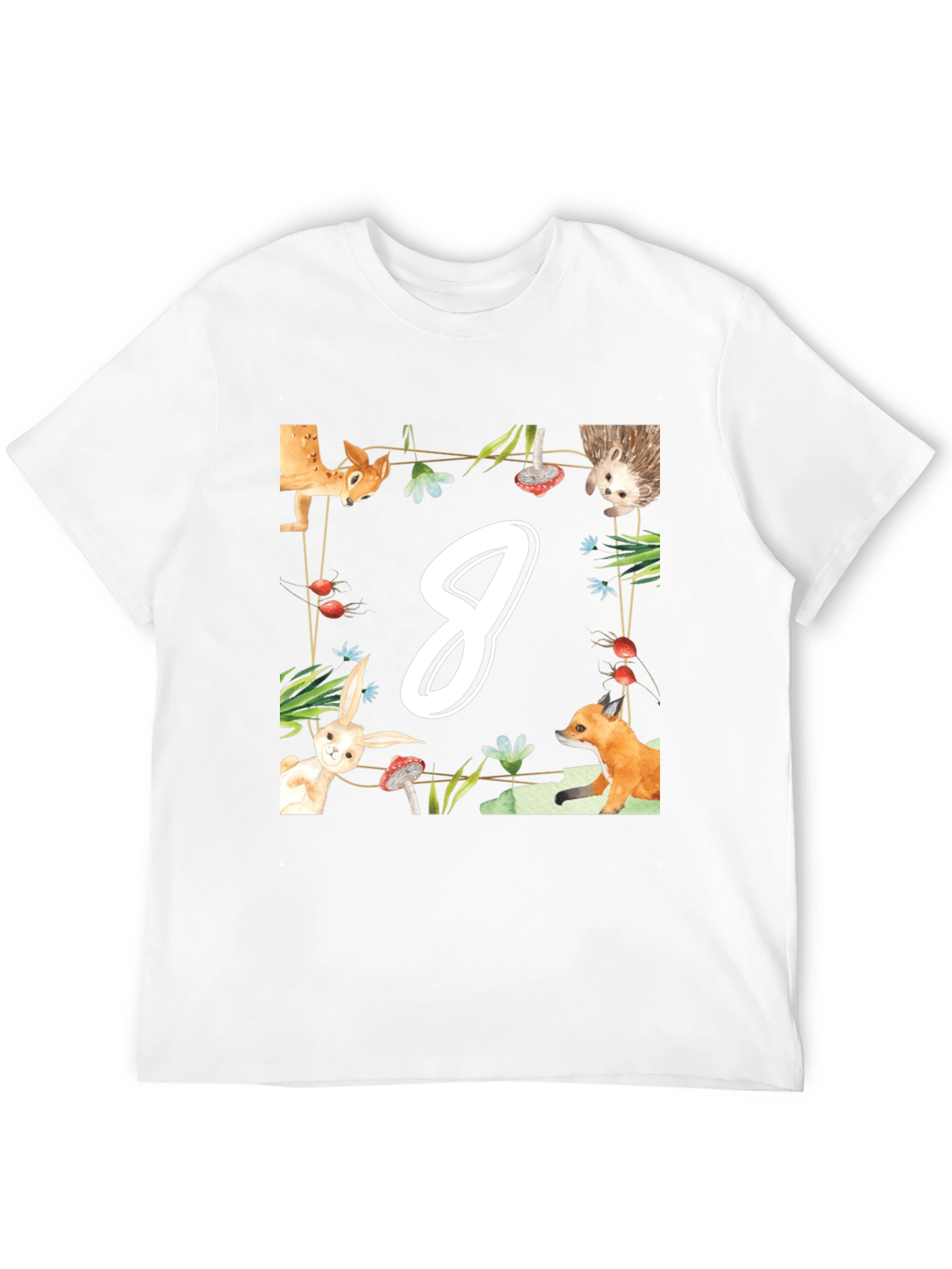 Black Cute Animal Number 8 Birthday T-Shirt view 12