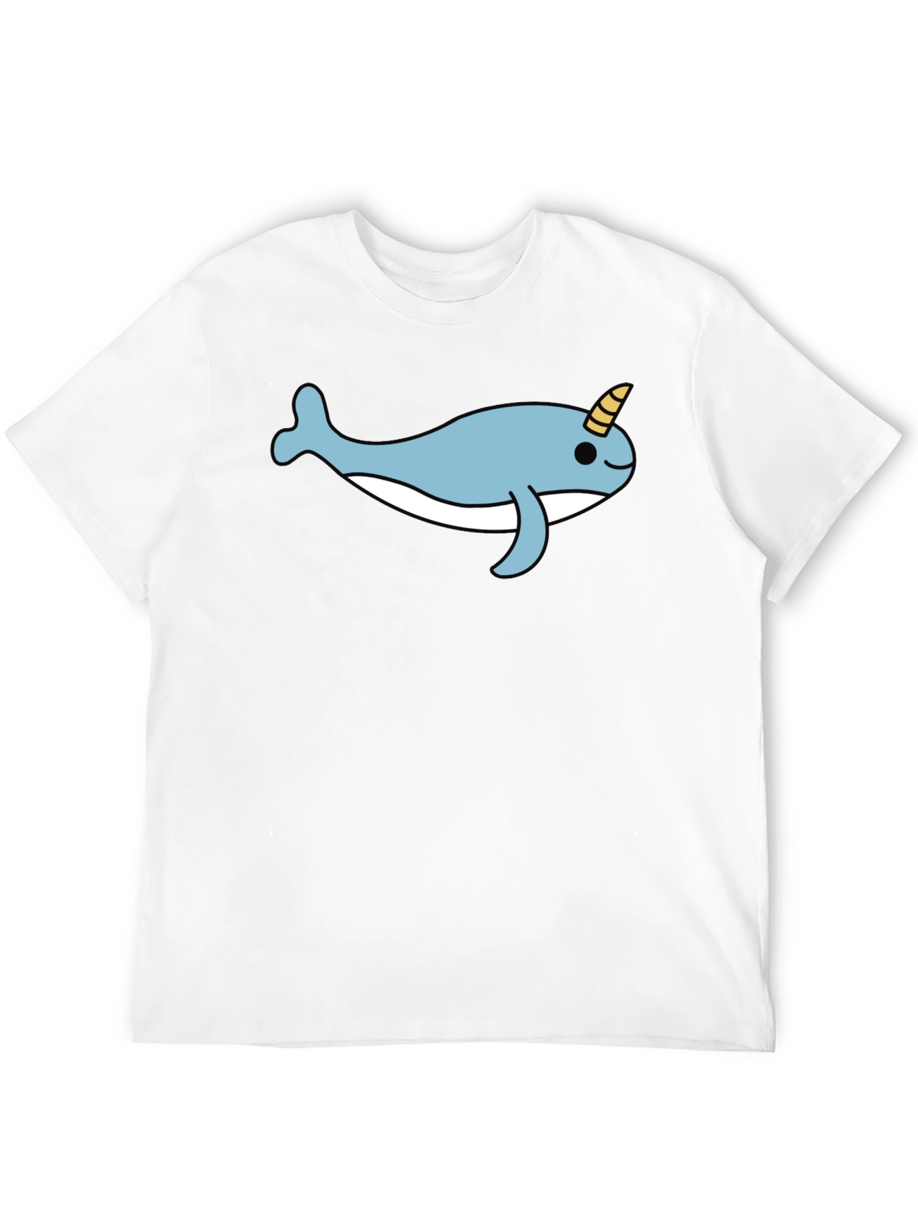 Black Cute Narwhal T-Shirt - Black Cotton Blend Tee view 12