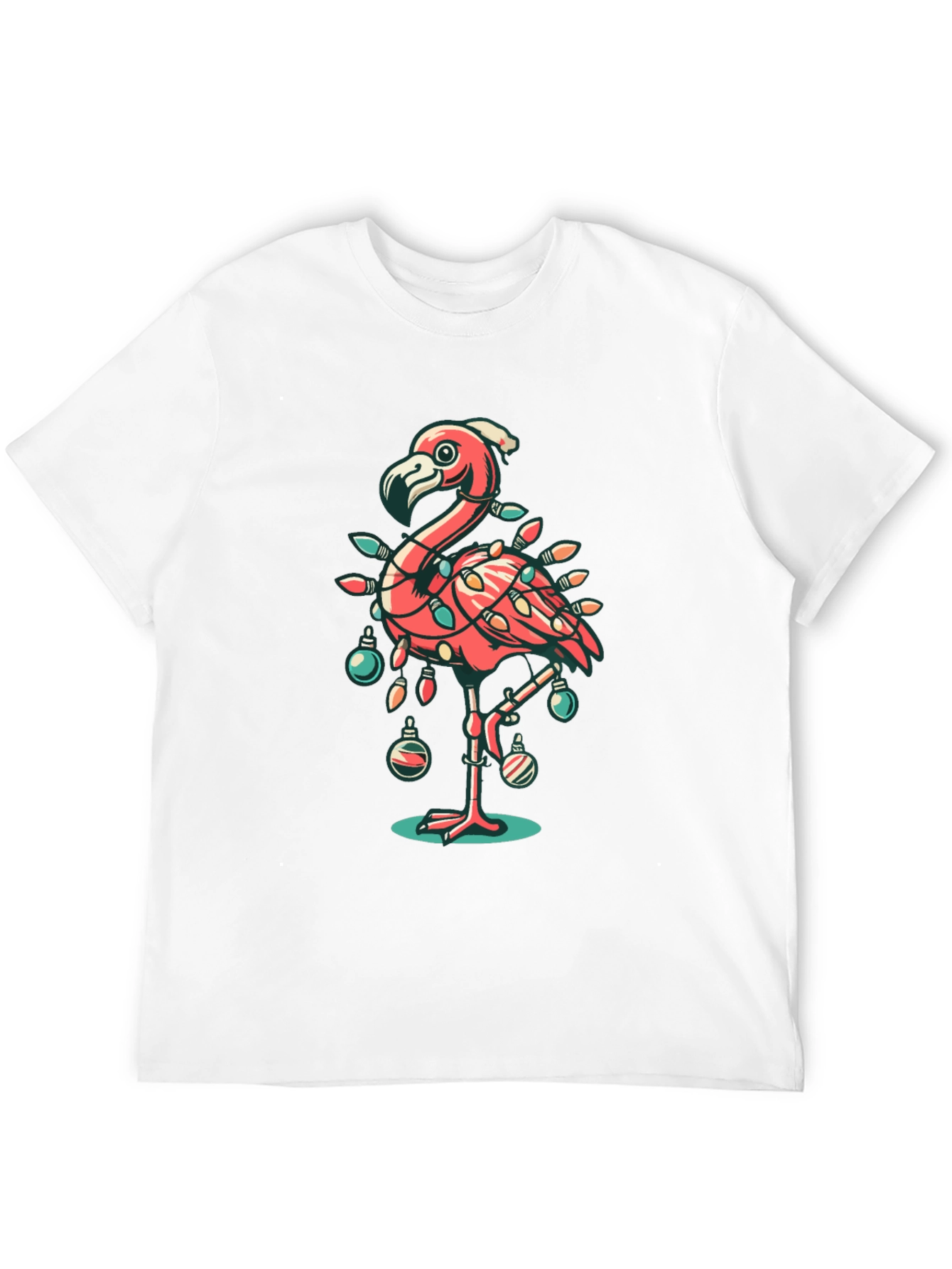 Black Festive Flamingo Christmas T-Shirt view 12