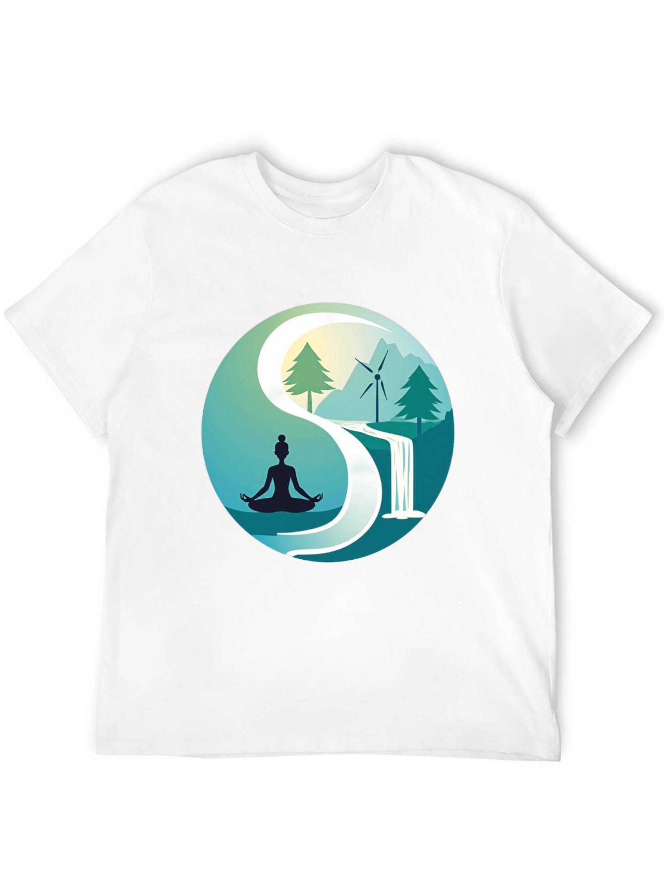 Black Nature Yin Yang T-Shirt - Meditation and Sustainability view 12