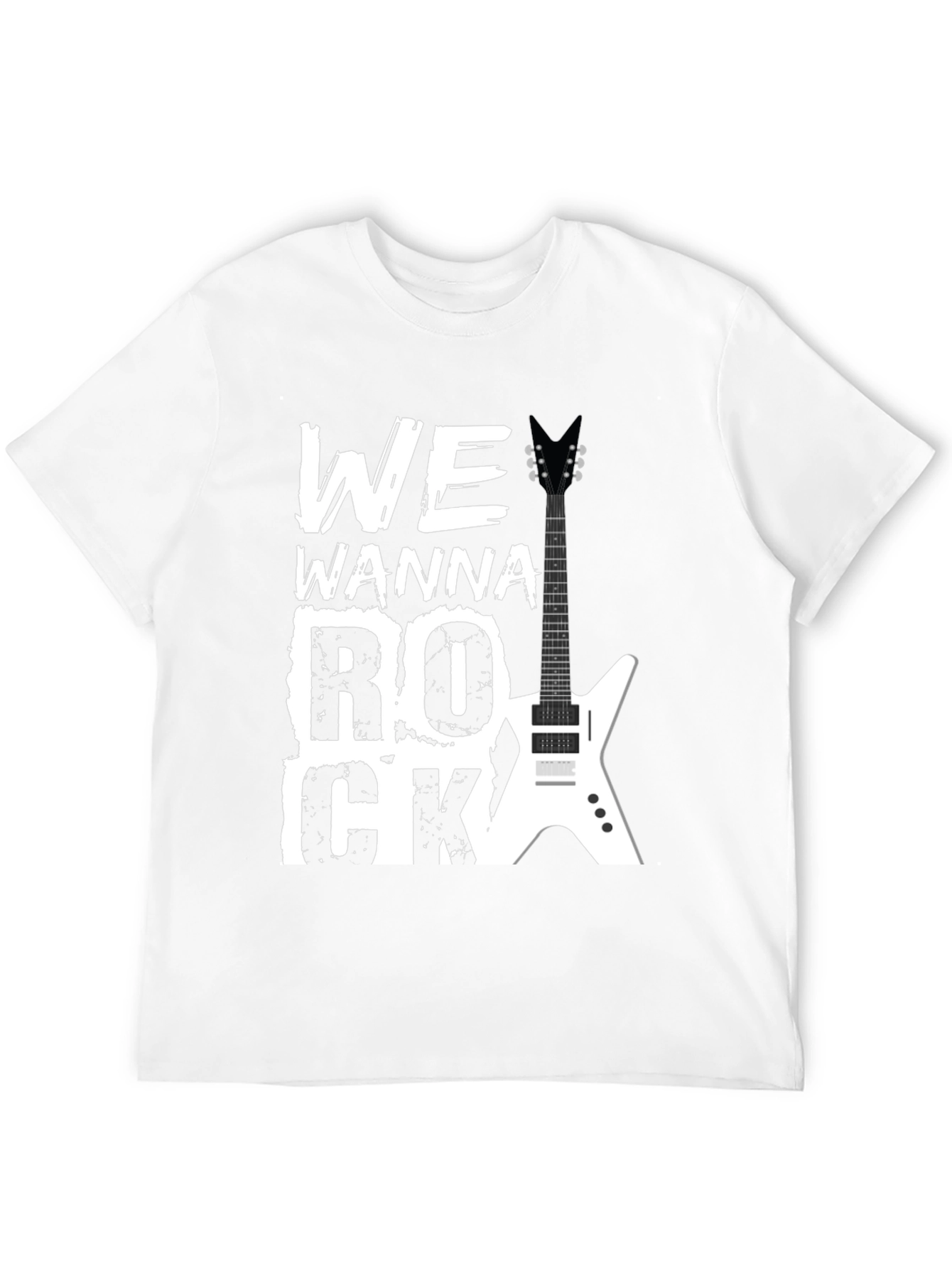 Black Rock Graphic Tee - We Wanna Rock Guitar T-Shirt view 12
