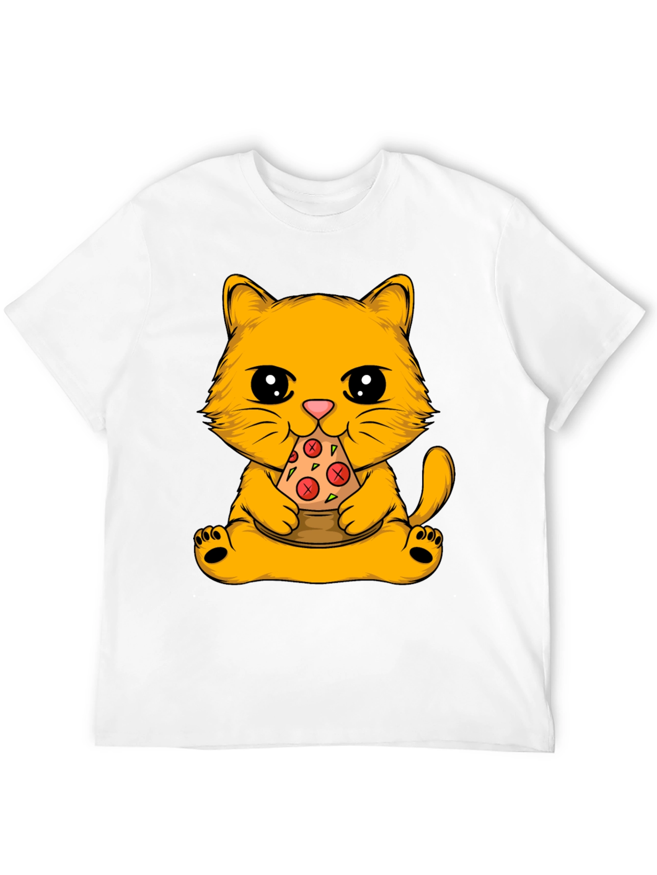 Black Cat Eating Pizza Graphic Tee view 12