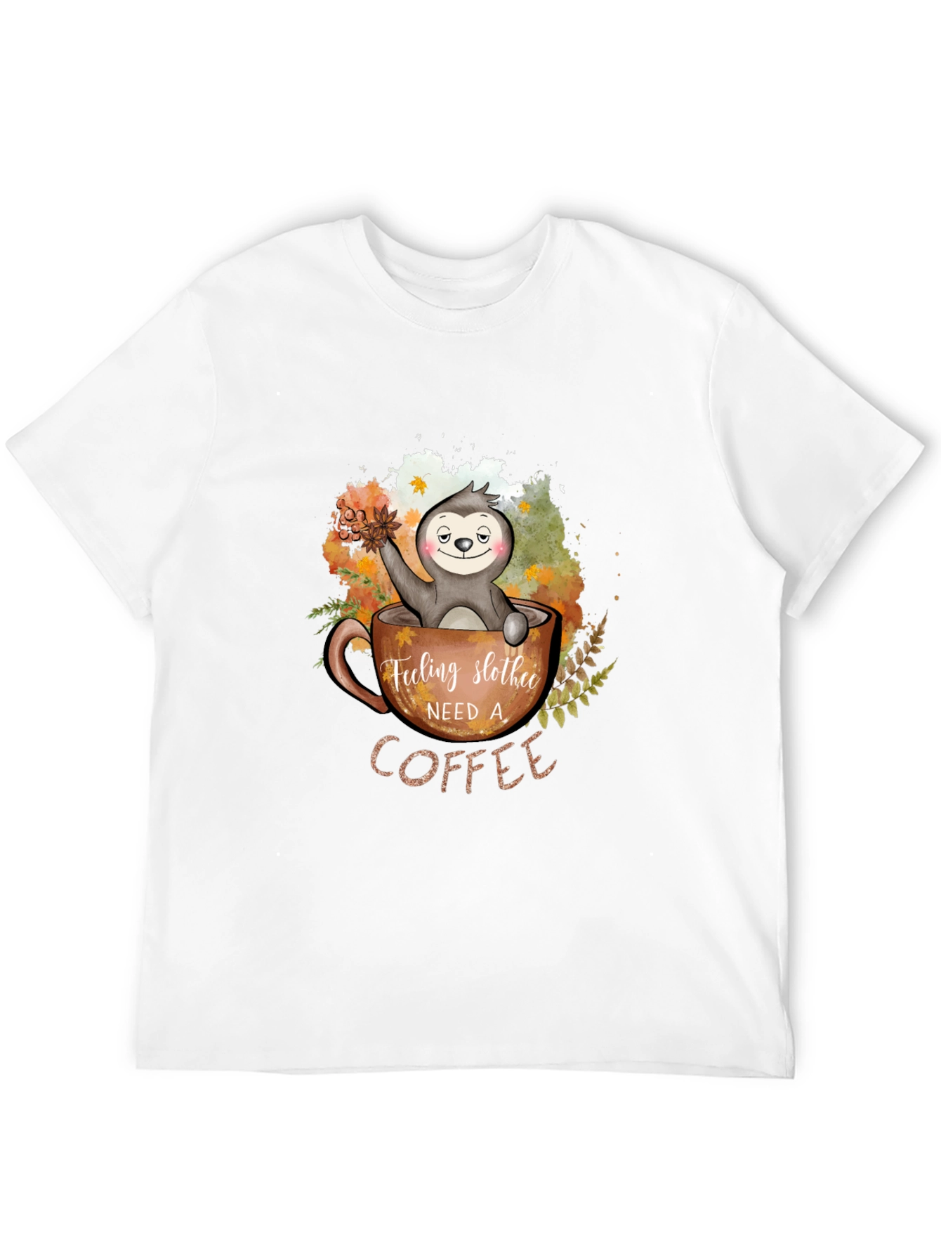 Black Feeling Slothee Need a Coffee Graphic T-Shirt view 12