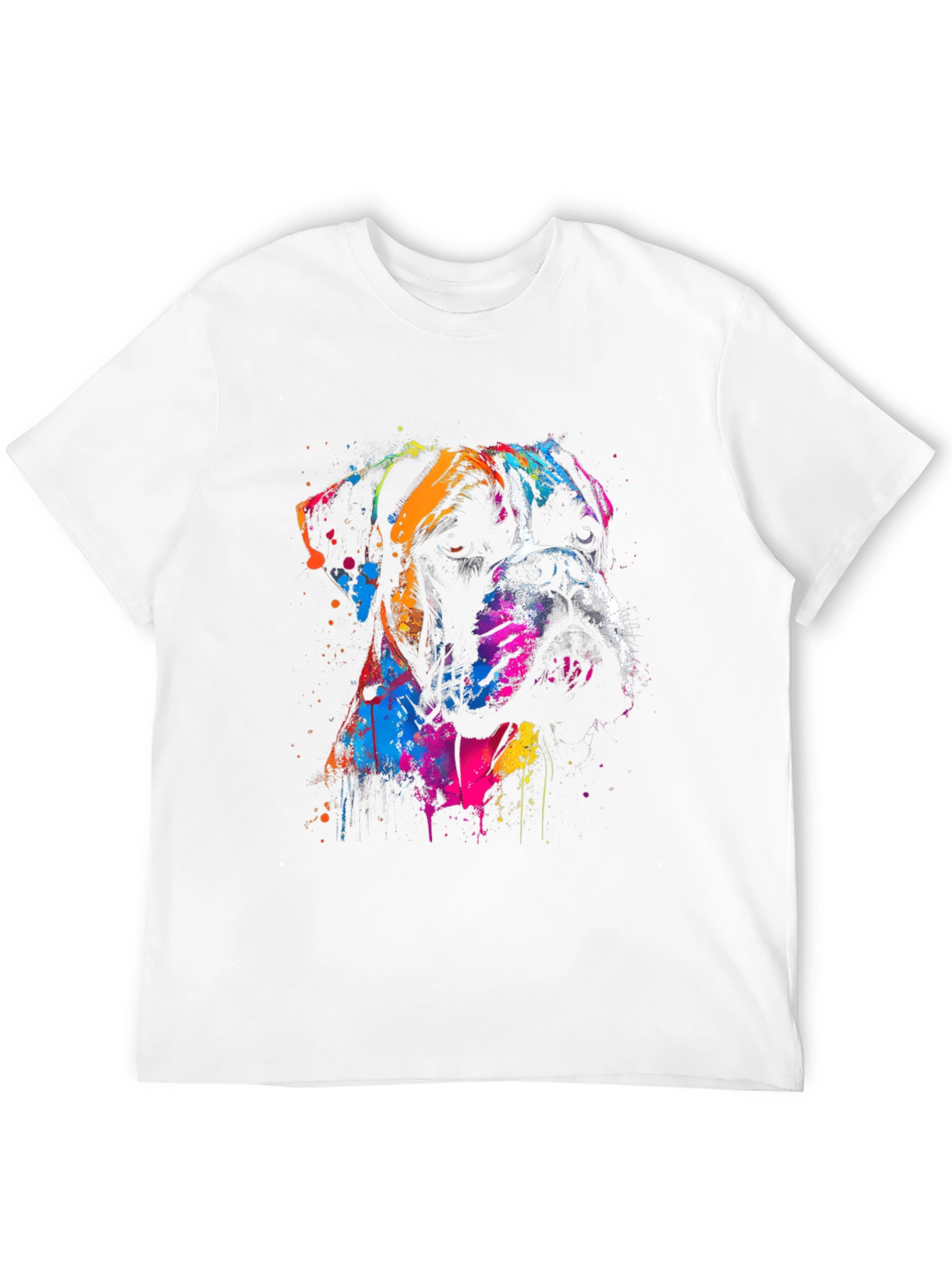 Boxer Dog Art Print Black T-Shirt - 12