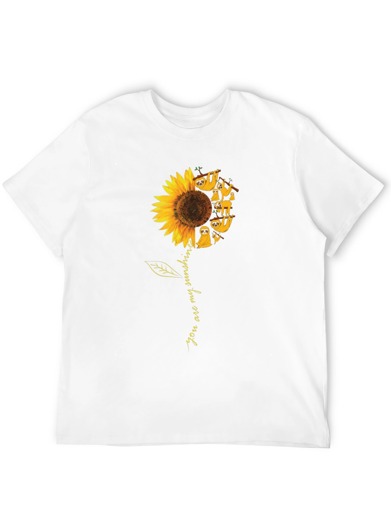 Black Sloth Sunflower Graphic T-Shirt - You Are My Sunshine view 12