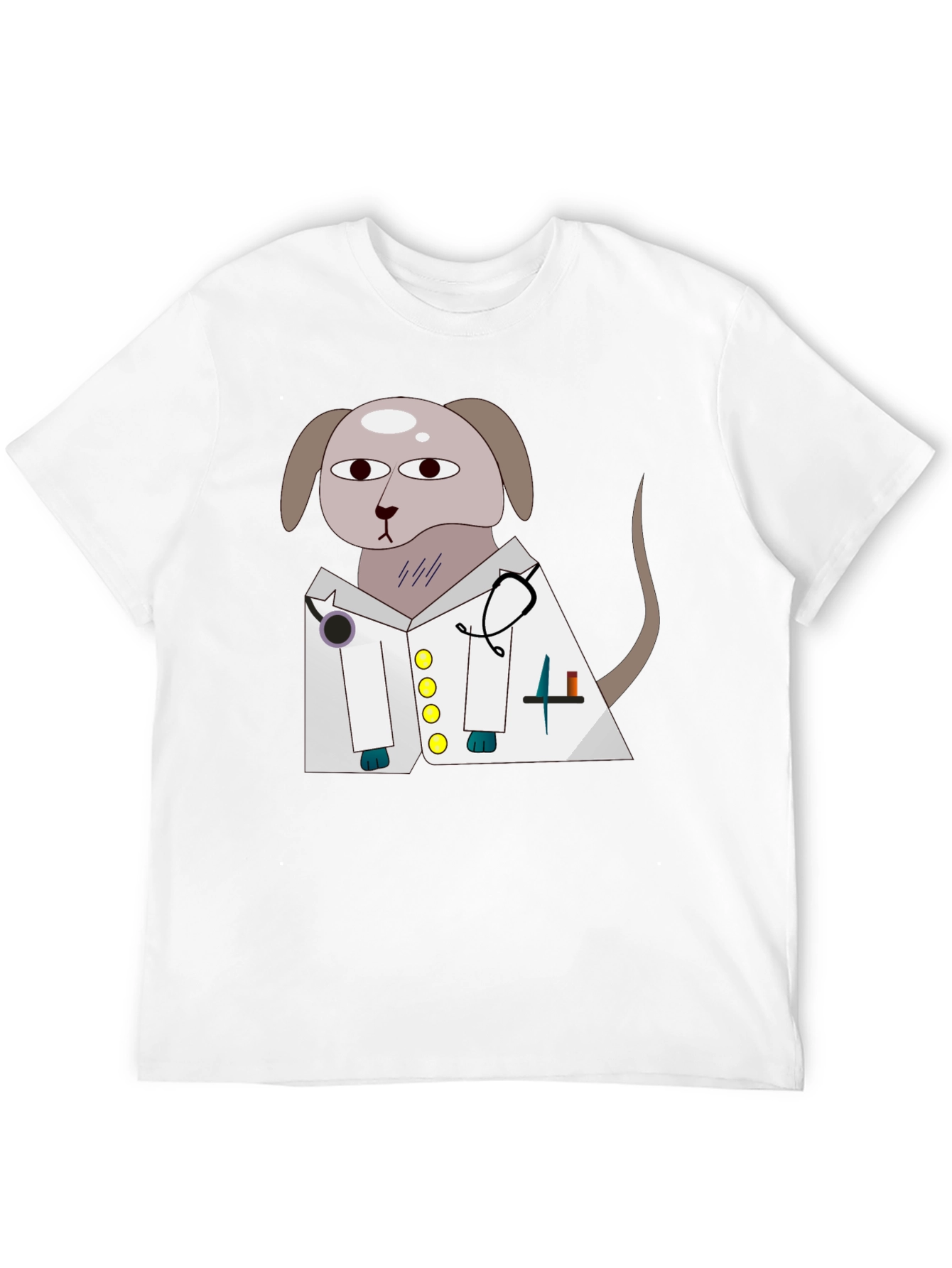 Black Vet Dog Cartoon Graphic T-Shirt - Black view 12