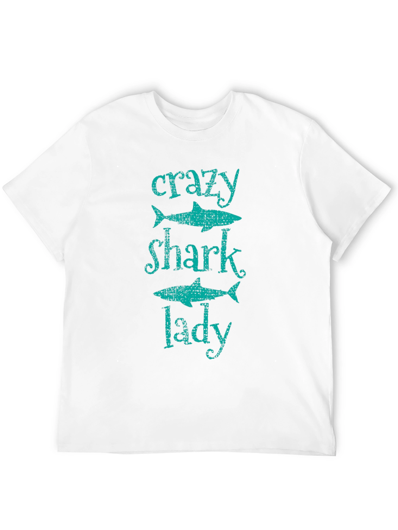 Black Crazy Shark Lady T-Shirt -  Black Cotton Tee view 12