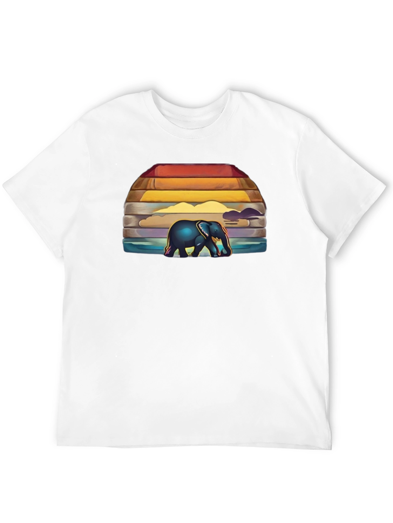 Black Elephant Sunset Graphic T-Shirt view 12