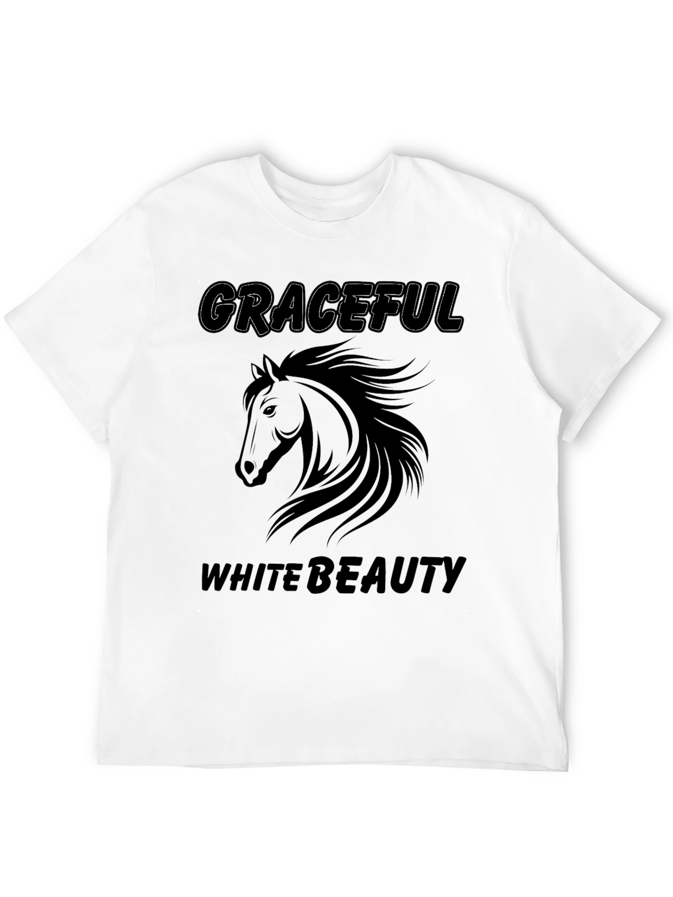Black Graceful White Beauty Horse Graphic Tee view 12
