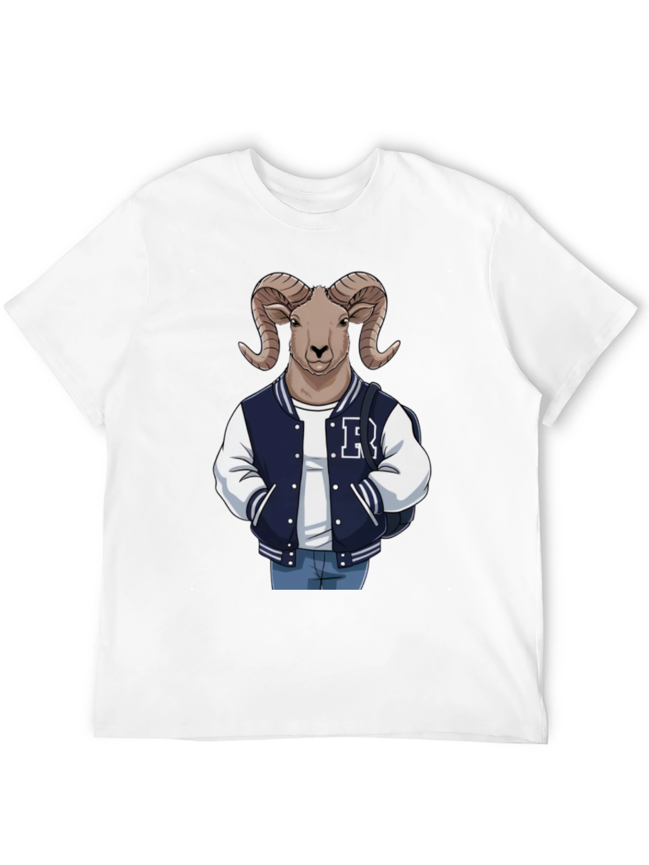 Black Ram Varsity Tee - Cool Animal Graphic T-Shirt view 12