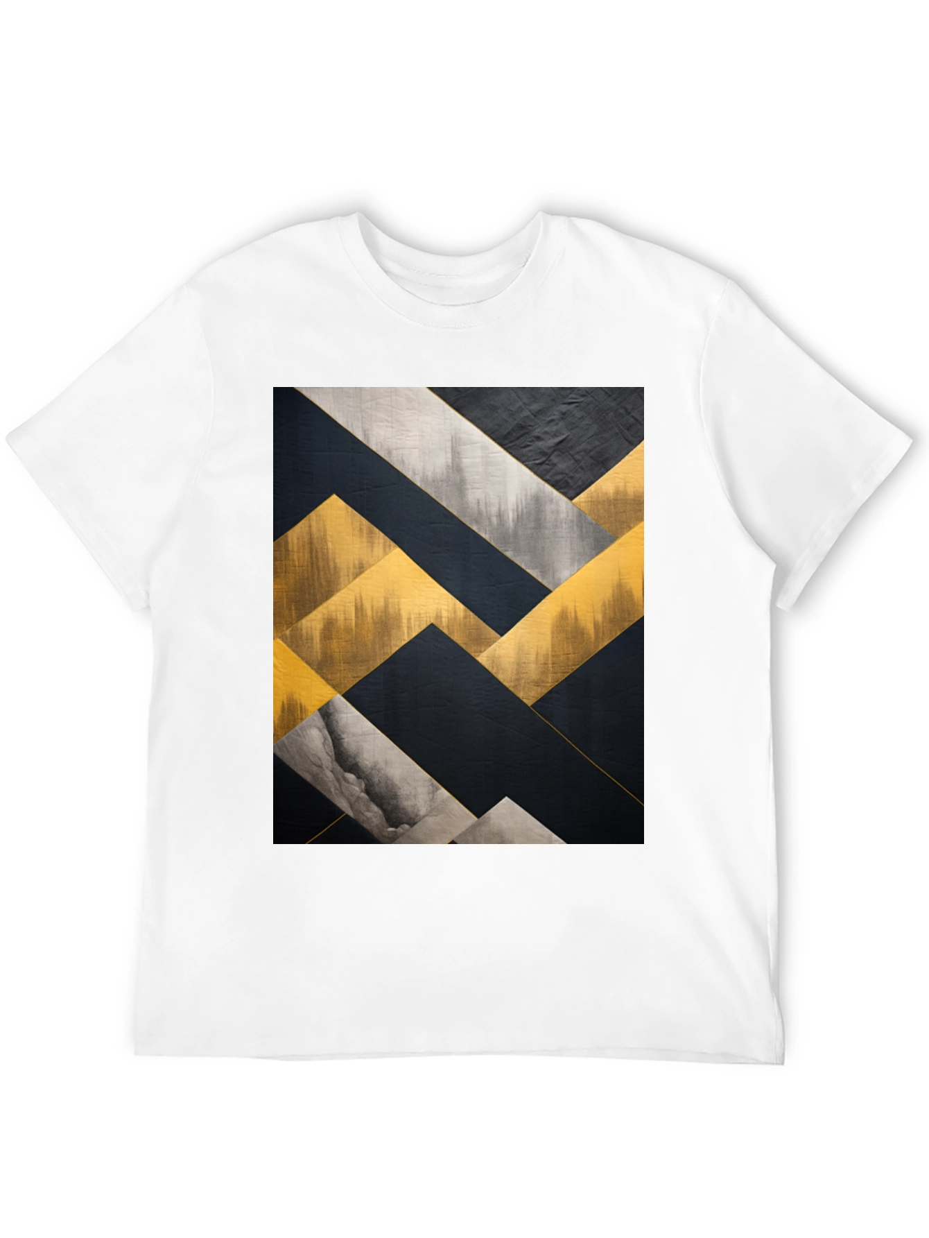 Black Abstract Geometric Art Men's Black T-Shirt view 12