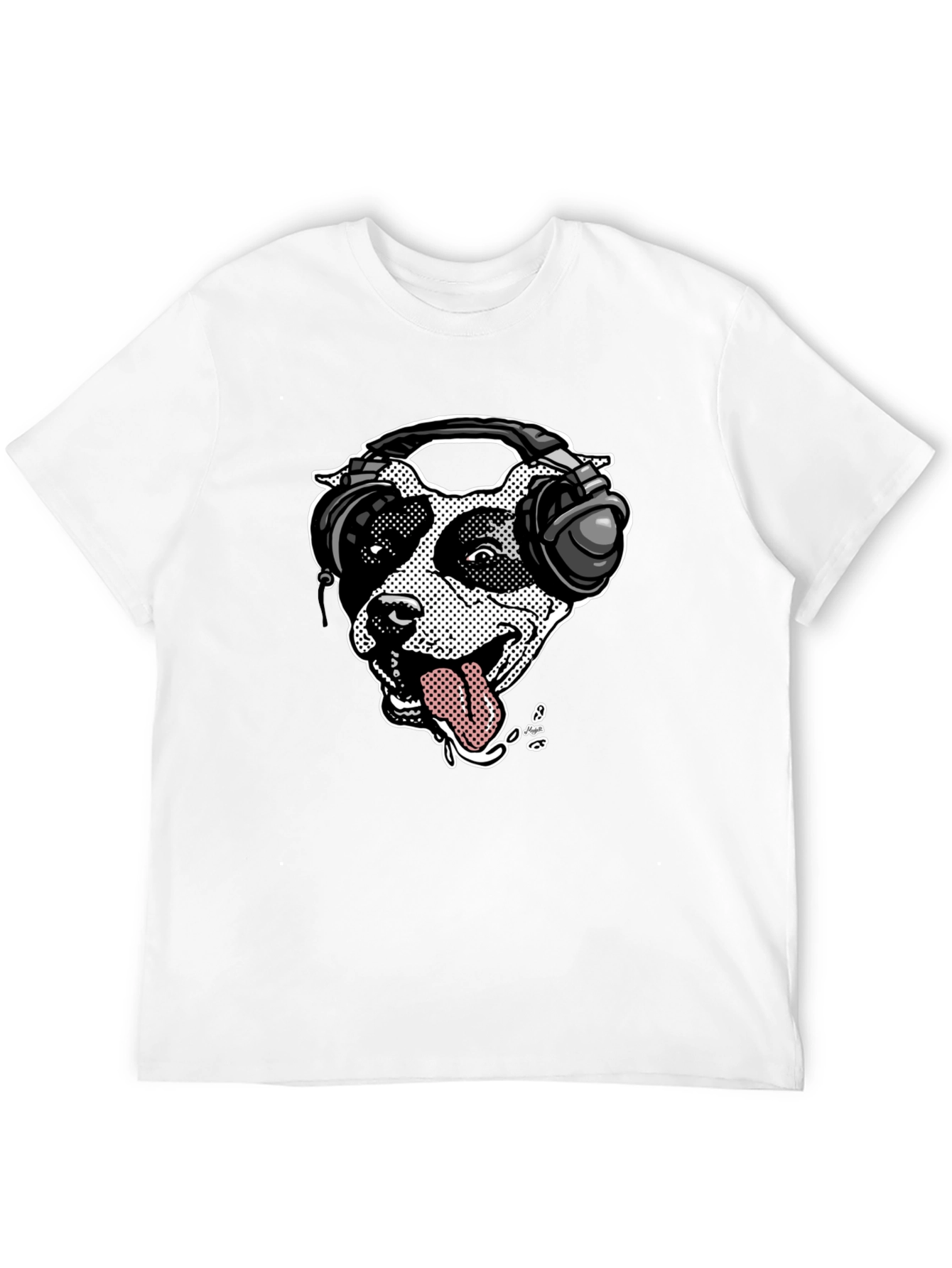 Black Dog with Headphones Graphic T-Shirt view 12