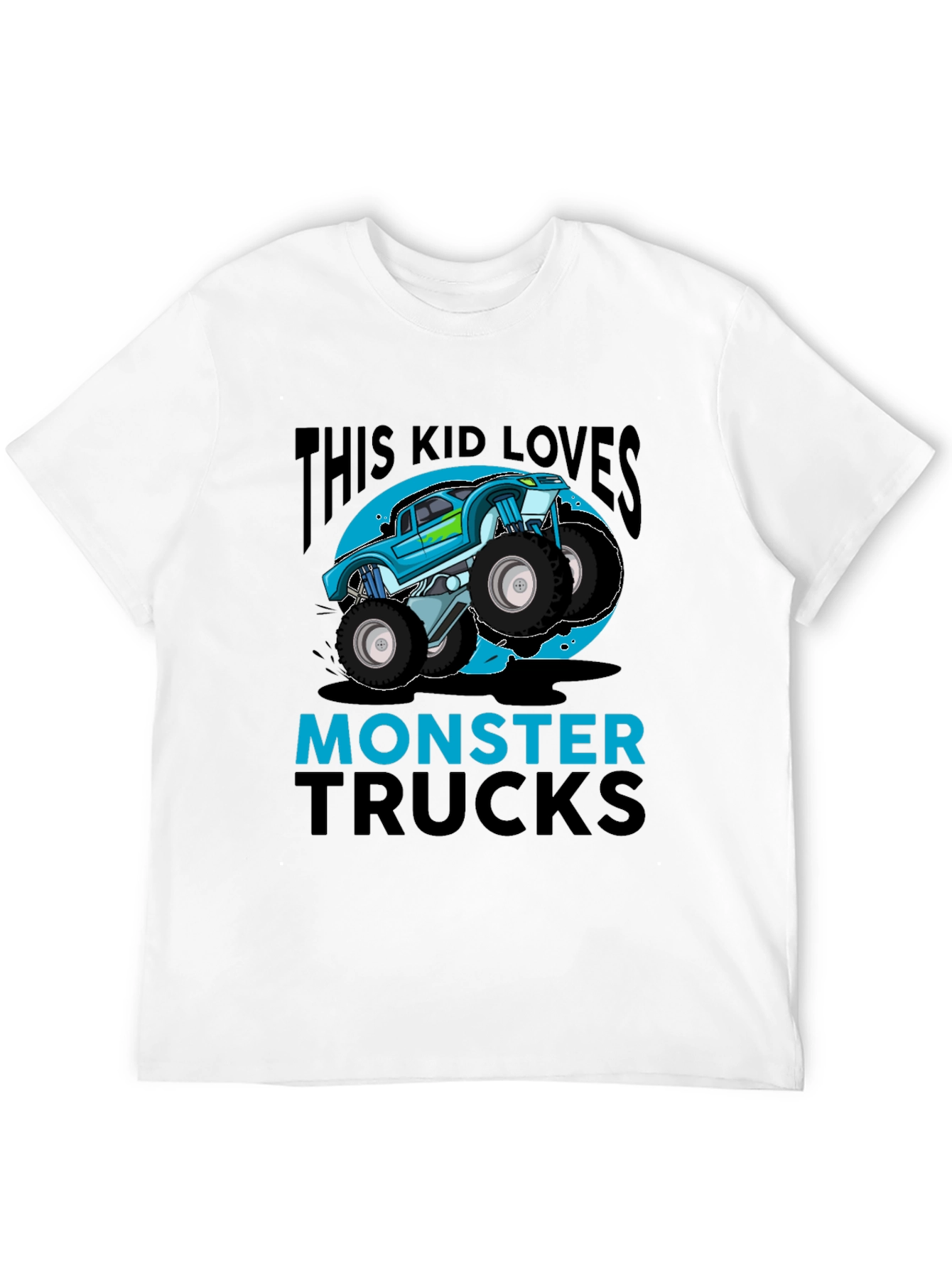 Kids' Monster Truck T-Shirt - Blue Graphic Design - 12