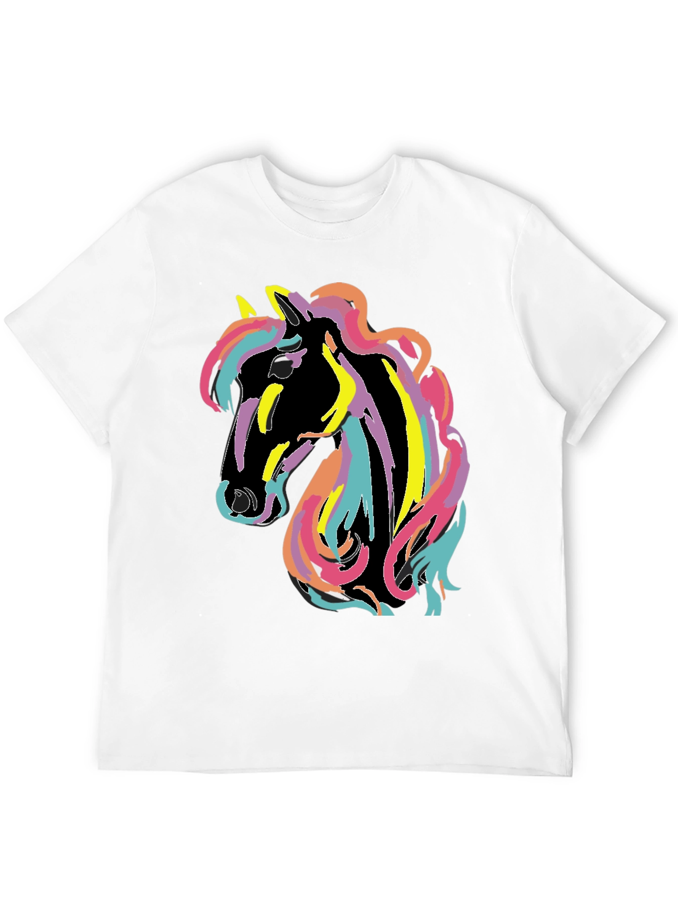 Black Rainbow Horse Graphic Tee - Men's Black T-Shirt view 12