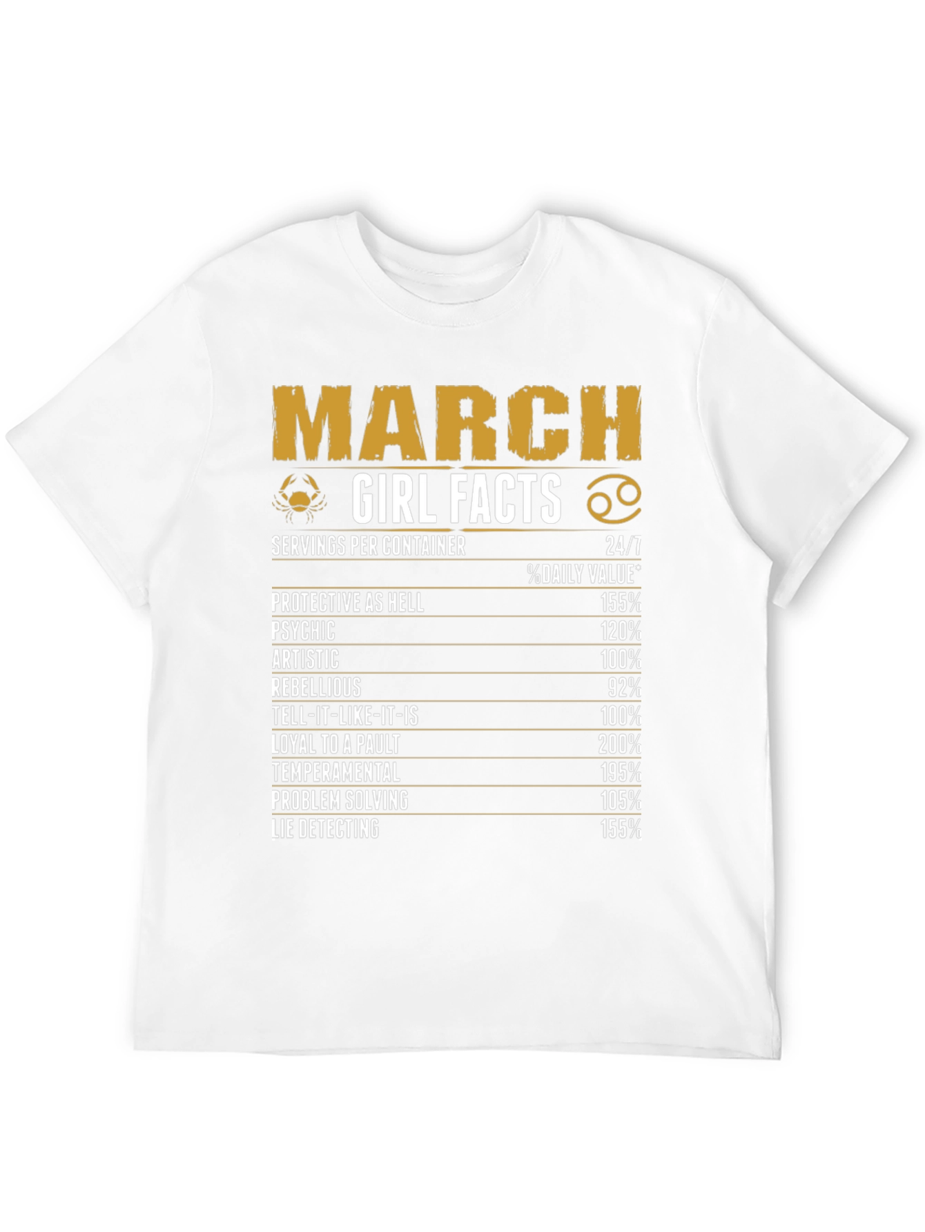 Black March Girl Facts Black Graphic T-Shirt view 12