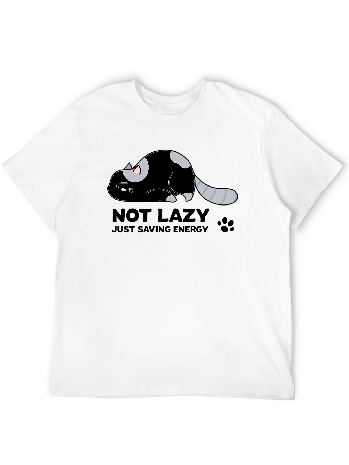 Black Lazy Cat Energy Saving Graphic Tee view 12
