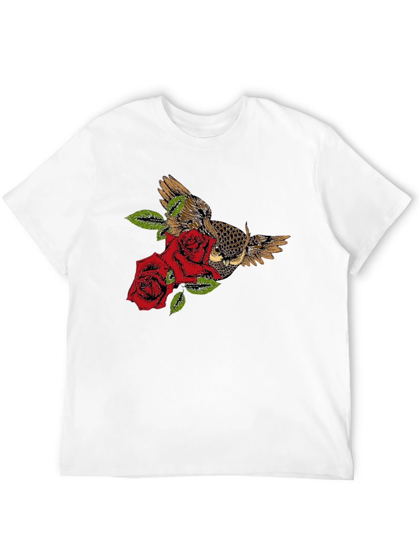 Black Owl and Roses Graphic T-Shirt - Black view 12
