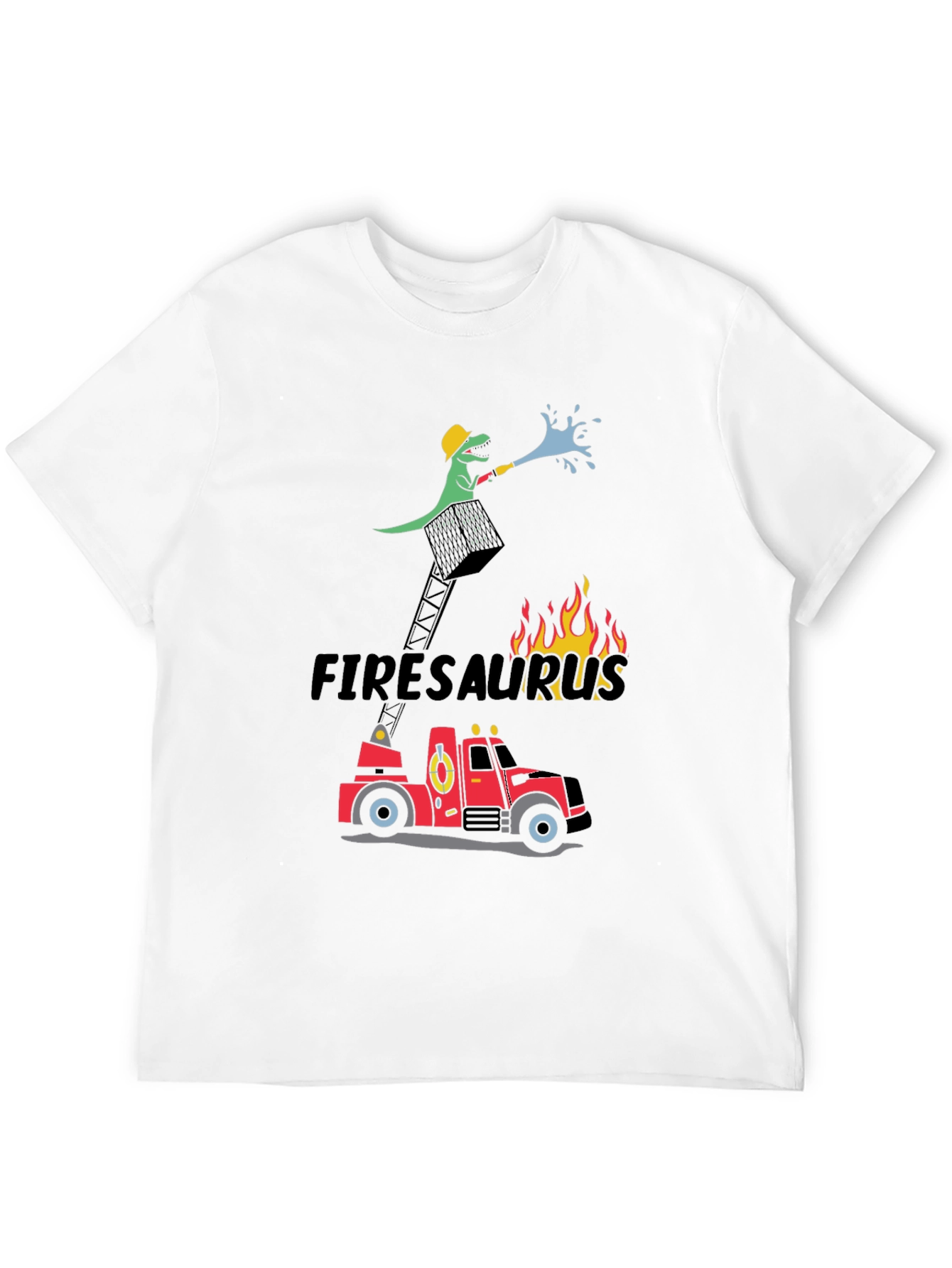 Black Firesaurus Cartoon Graphic T-Shirt view 12
