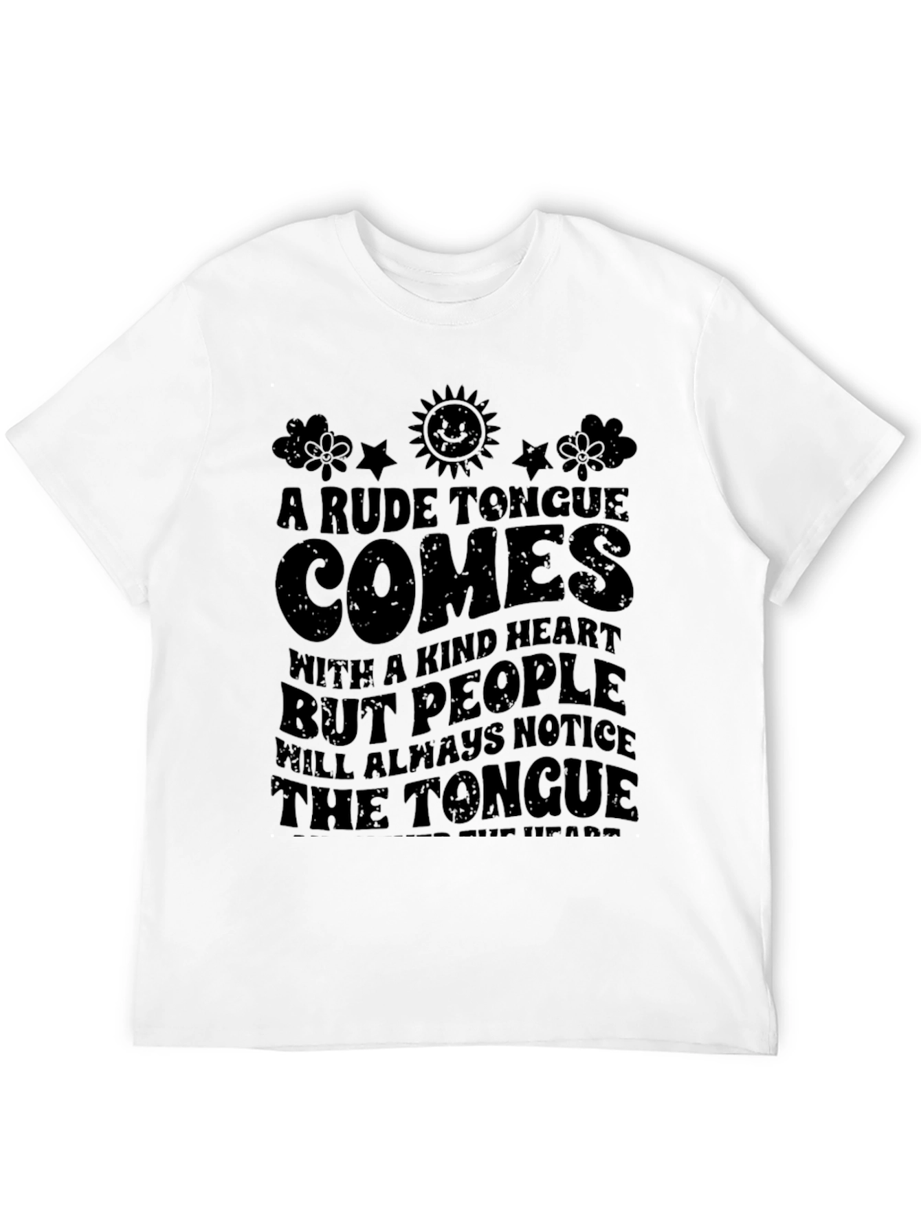 Black Rude Tongue Comes With A Kind Heart Graphic T-Shirt view 12