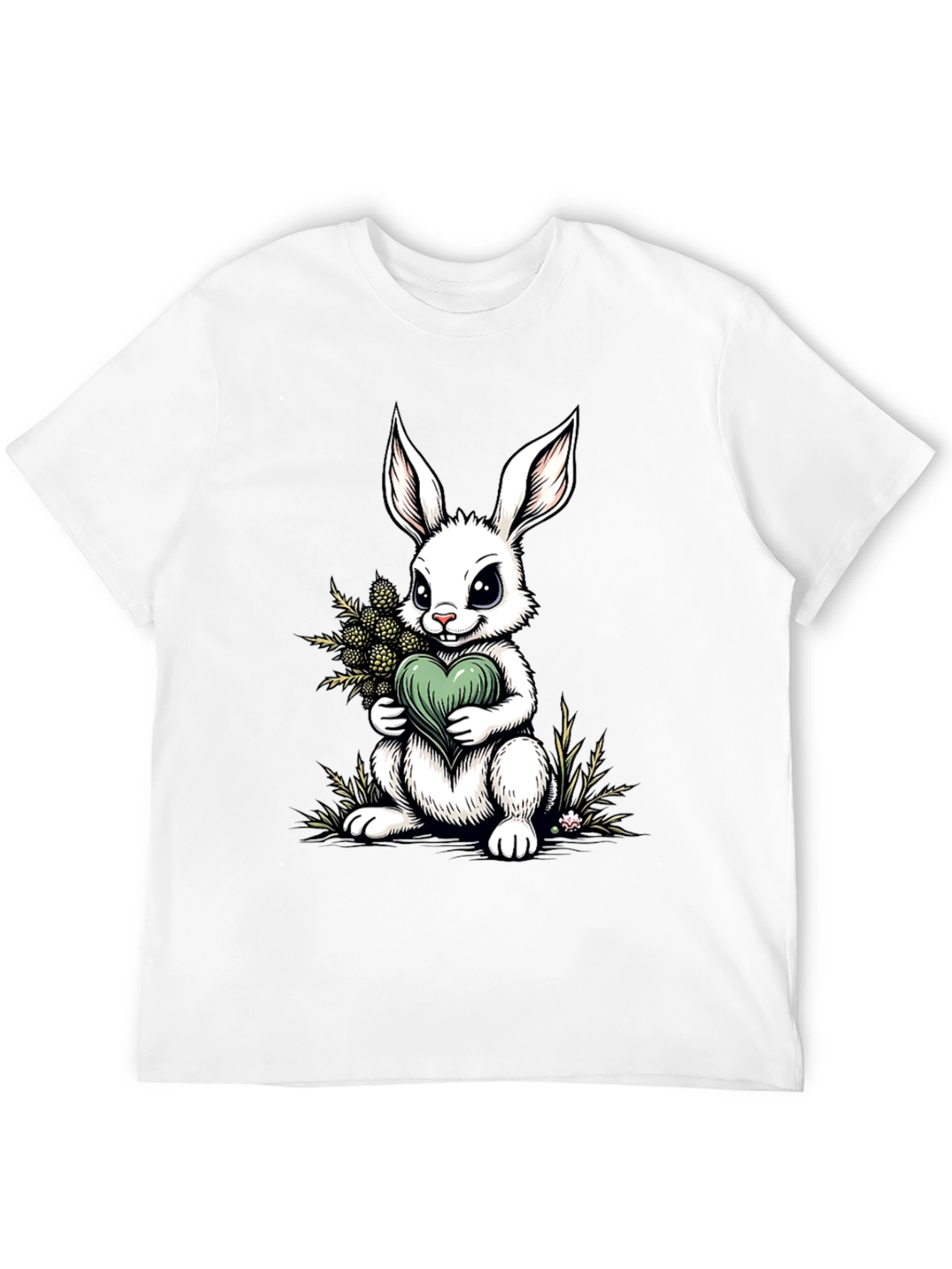 Black Bunny Heart Graphic Tee - Cute Rabbit Shirt view 12