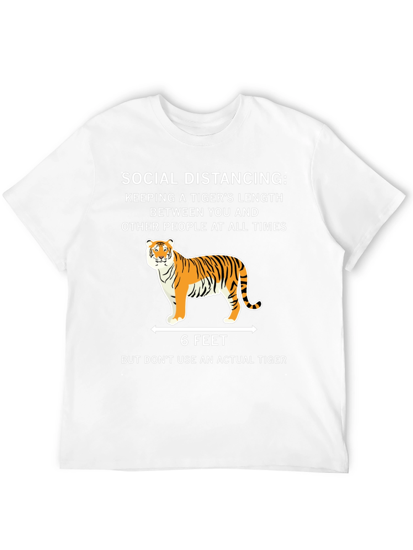 Black Social Distancing Tiger Length T-Shirt view 12