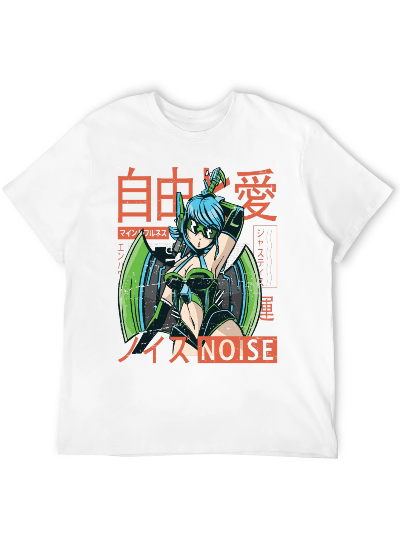 Black Anime Cyberpunk Style Graphic Tee view 12