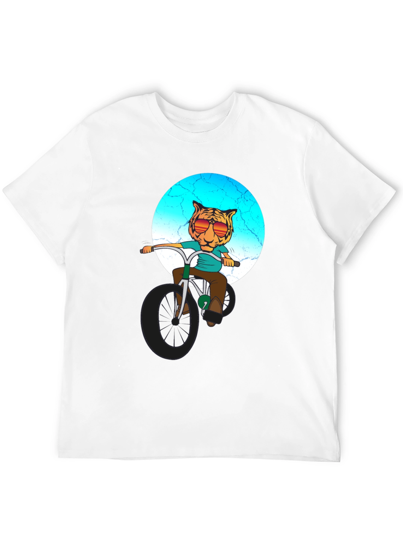 Black Cool Tiger Riding Bike Graphic T-Shirt view 12