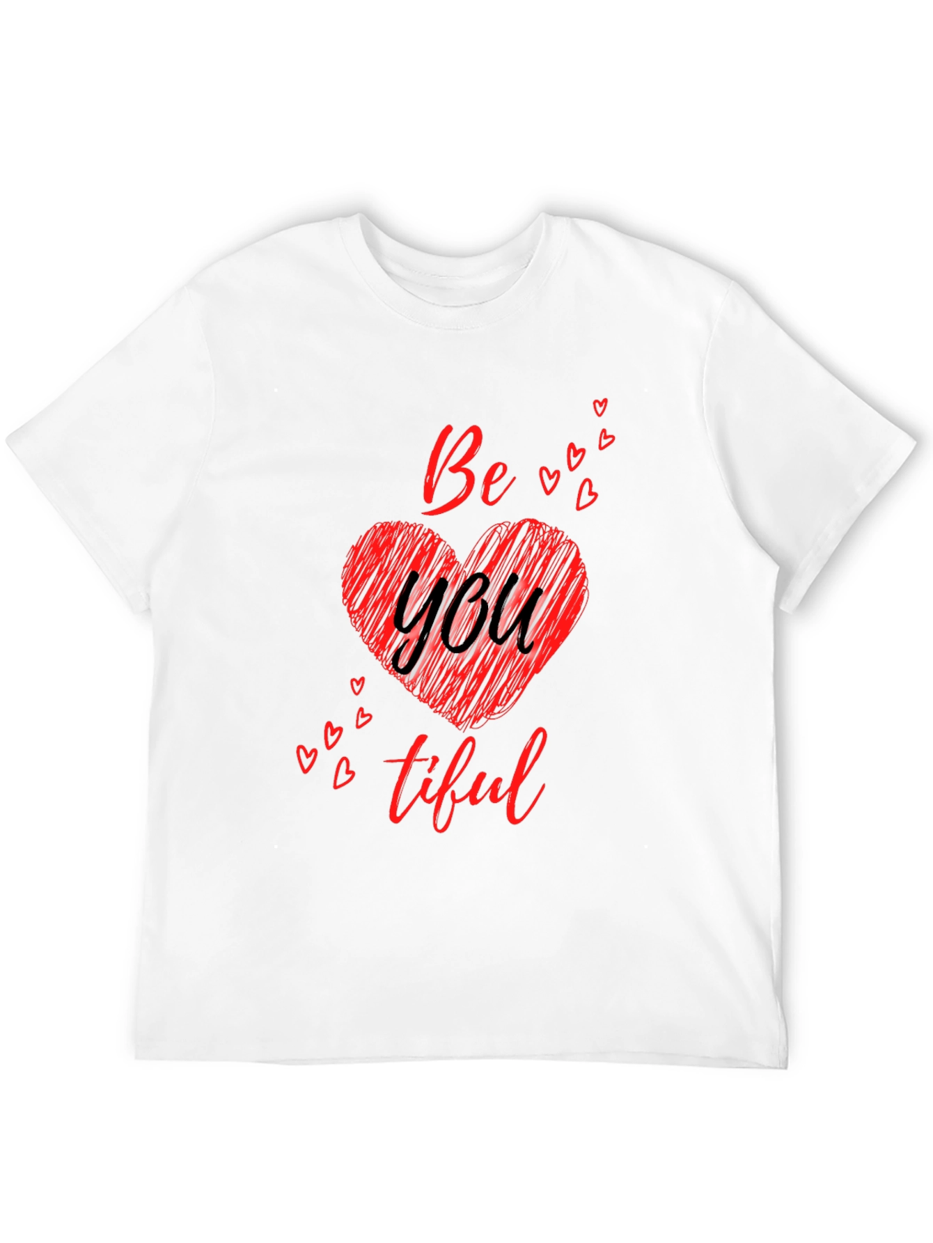 Black Be You Tiful Heart Tee - Soft Black Cotton Graphic T-Shirt view 12