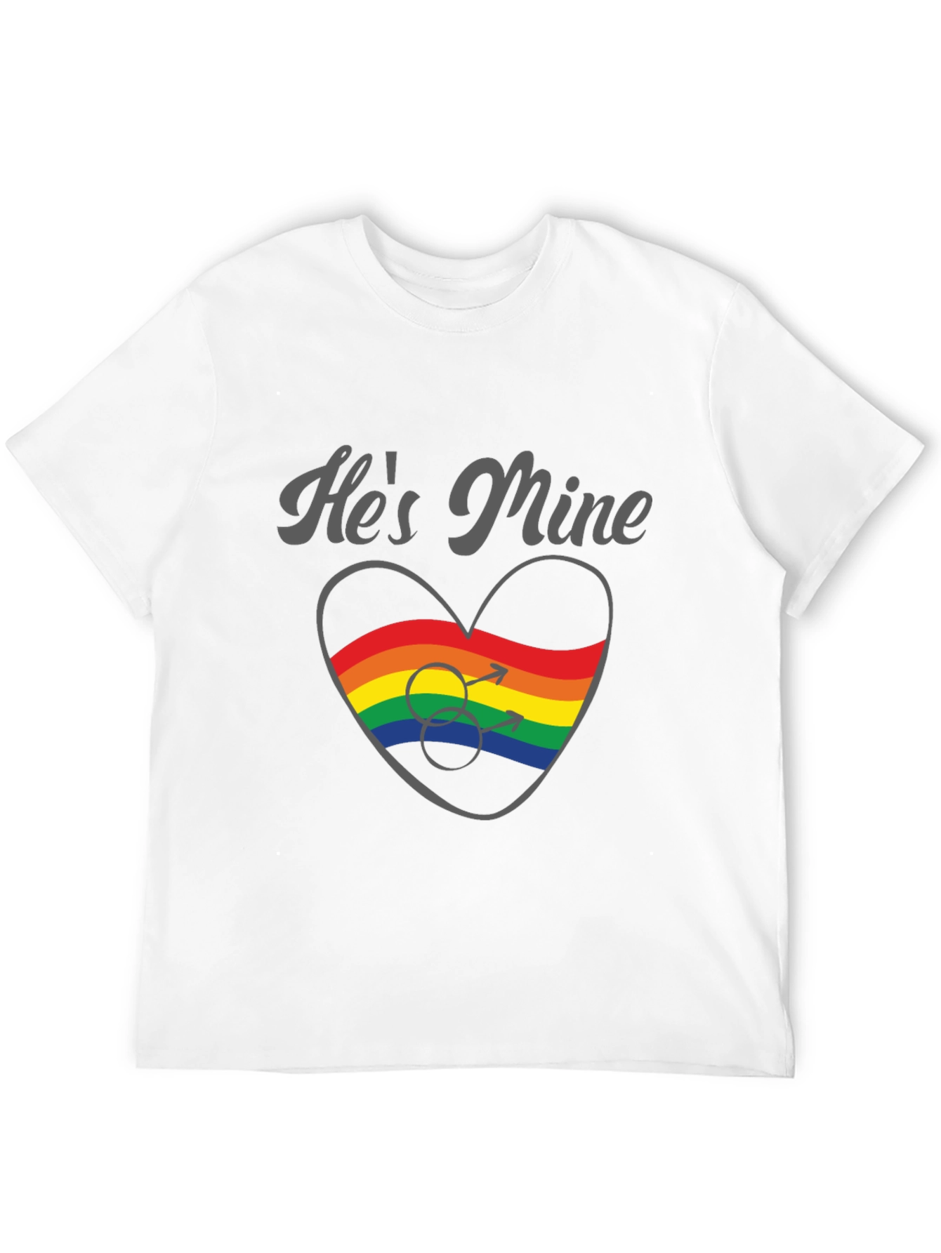 Black He's Mine Gay Pride Rainbow Heart T-Shirt view 12