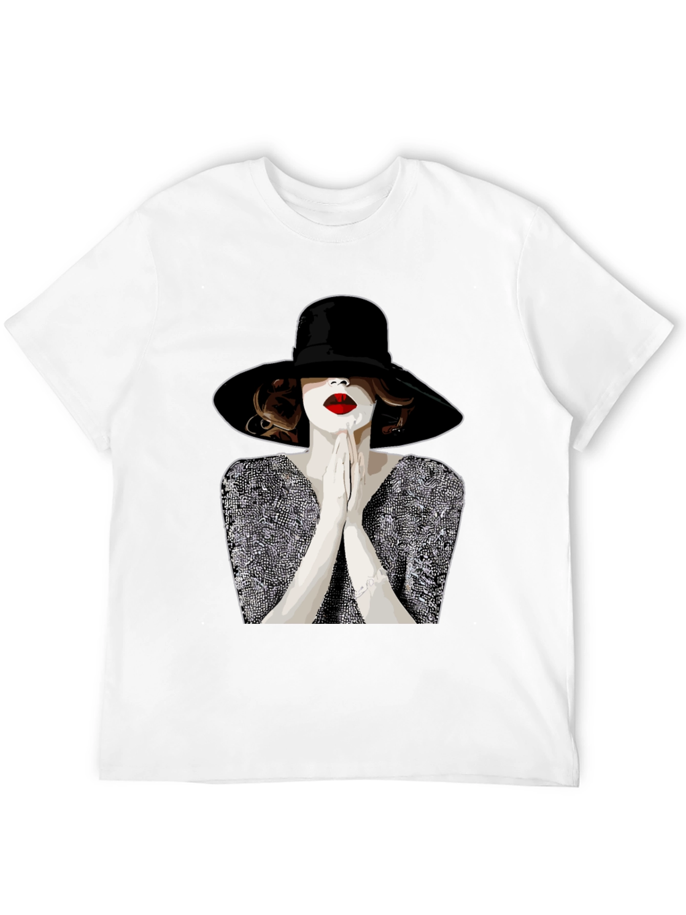 Black Stylish Graphic Tee - Woman with Hat view 12