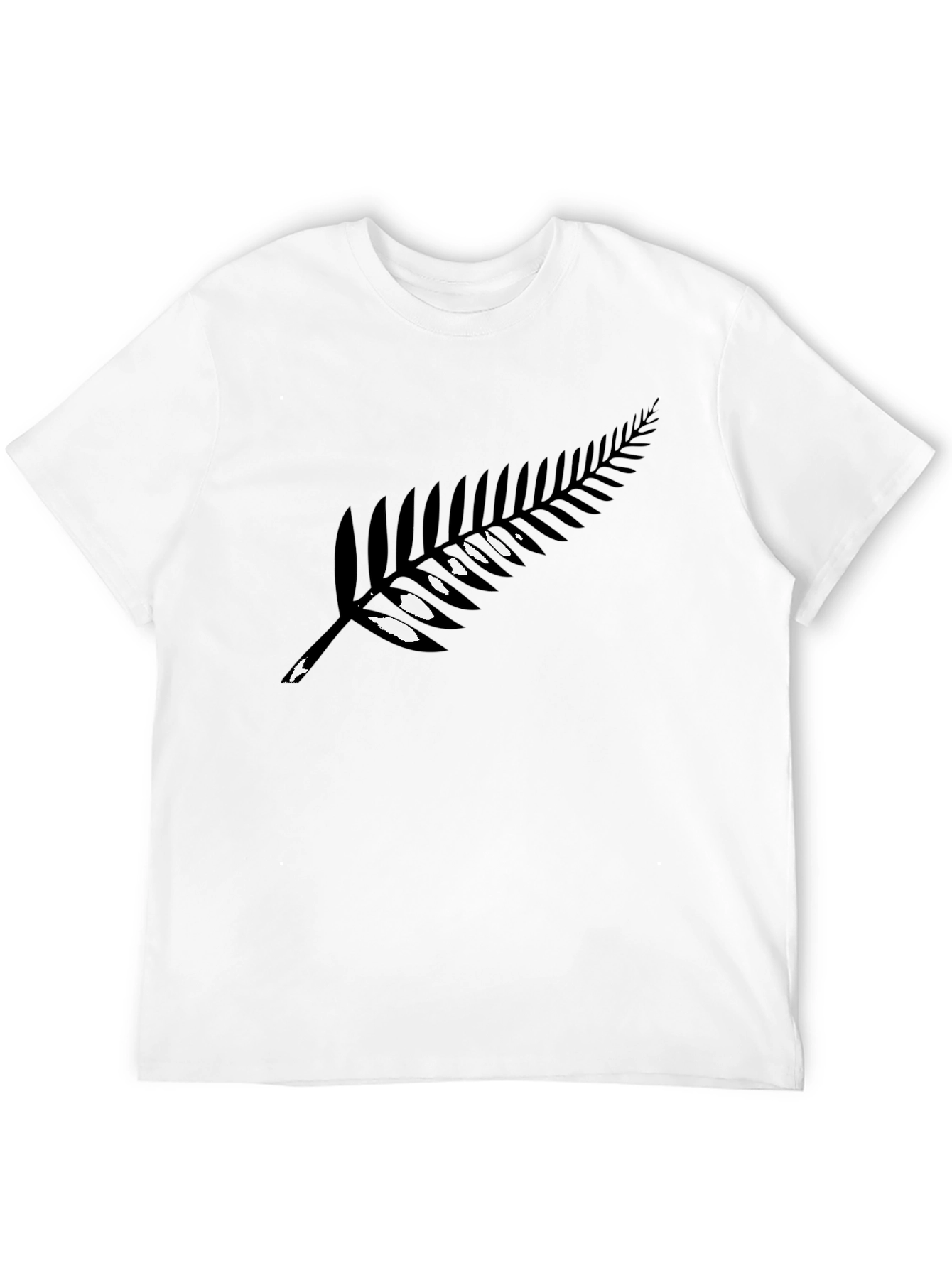 Black Men's Black T-Shirt with Silver Fern Design view 12