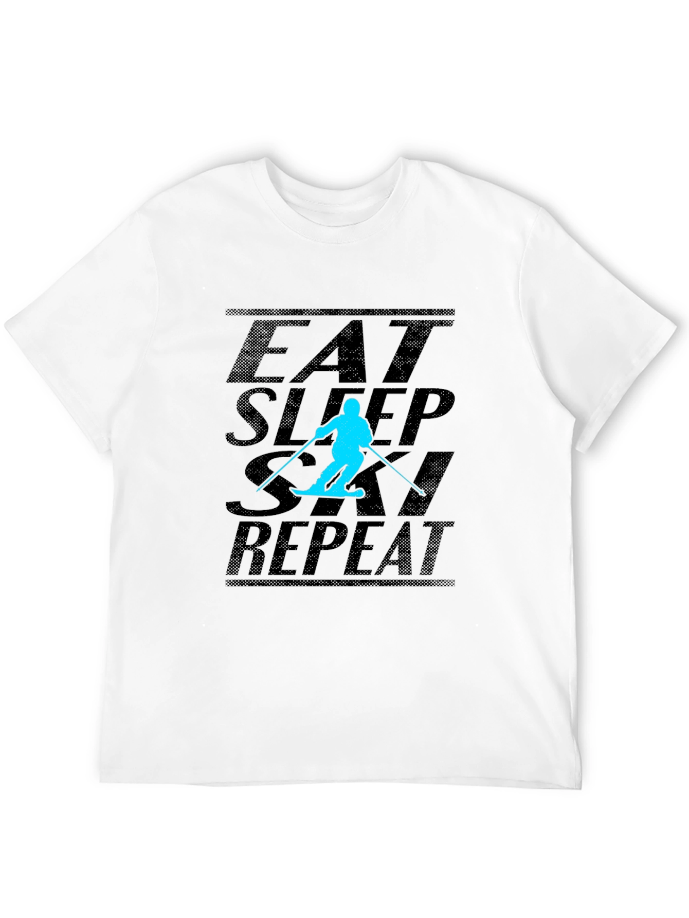 Black Eat Sleep Ski Repeat Black T-Shirt view 12