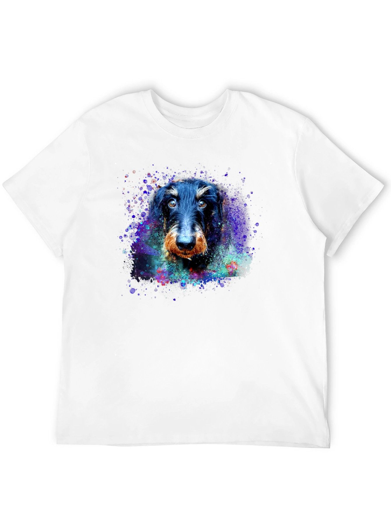 Black Dachshund Dog Watercolor Art Print Black T-Shirt view 12